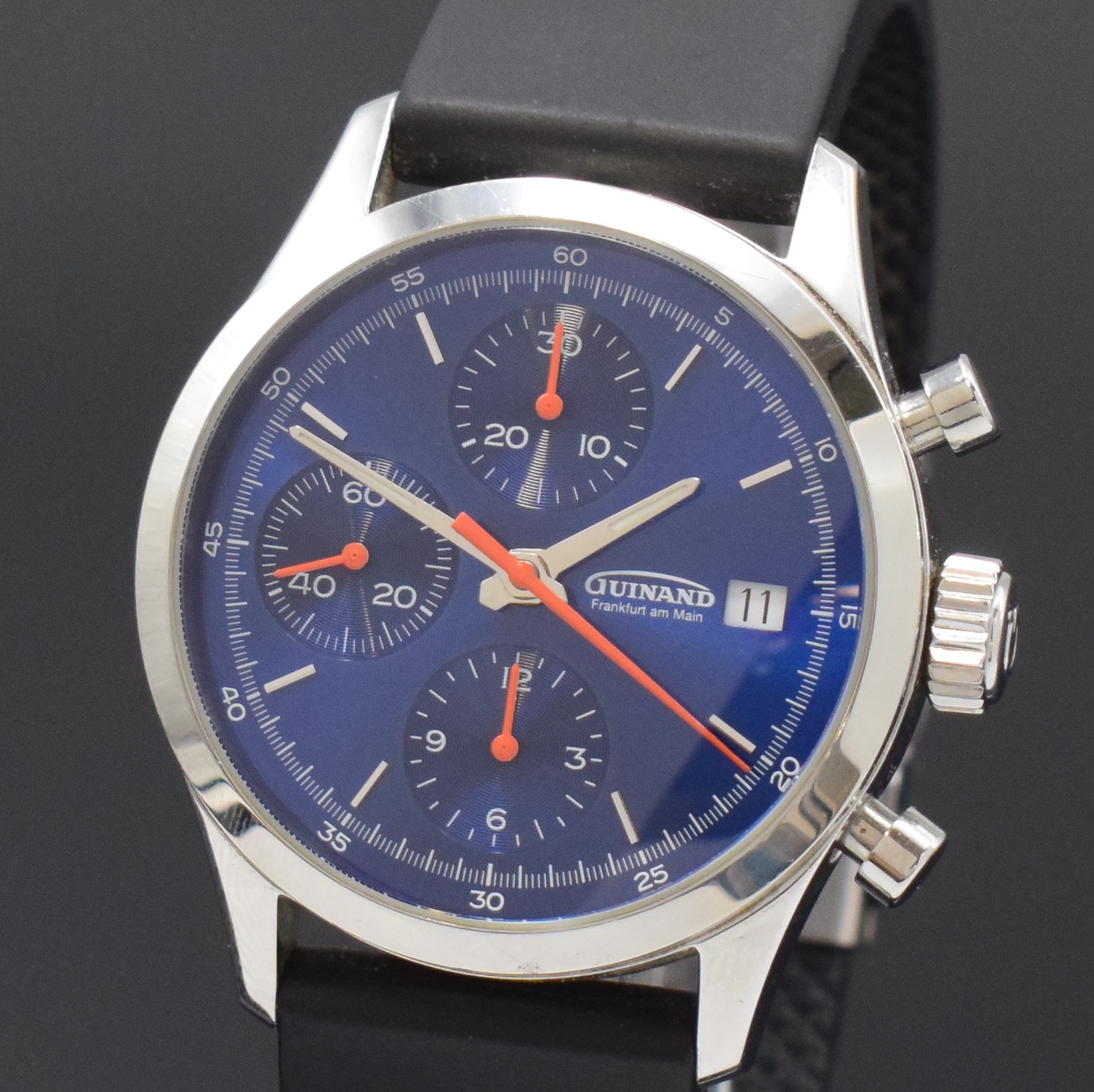 Detail a: GUINAND auf 15 Stück limitierter Armbandchronograph Jubilee Edition in Stahl Referenz 155, Schweiz um 2020, Automatik, beids. vergl. Geh. inkl. ...