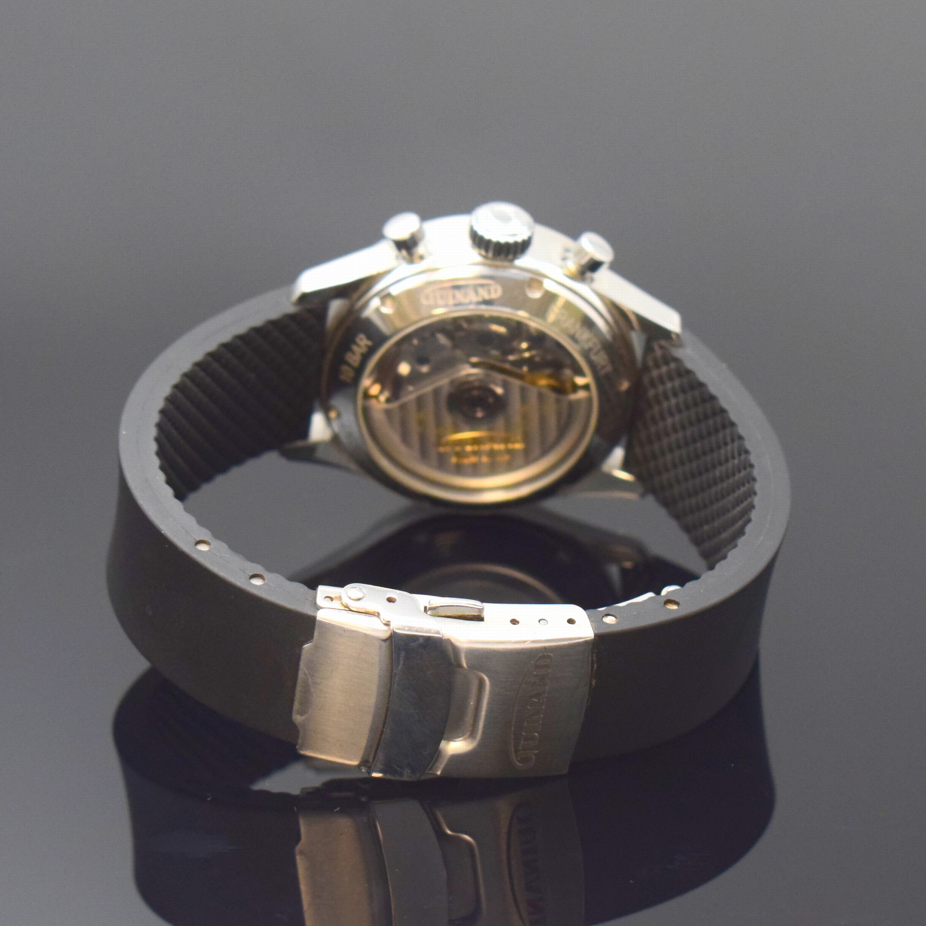 Detail b: GUINAND auf 15 Stück limitierter Armbandchronograph Jubilee Edition in Stahl Referenz 155, Schweiz um 2020, Automatik, beids. vergl. Geh. inkl. ...