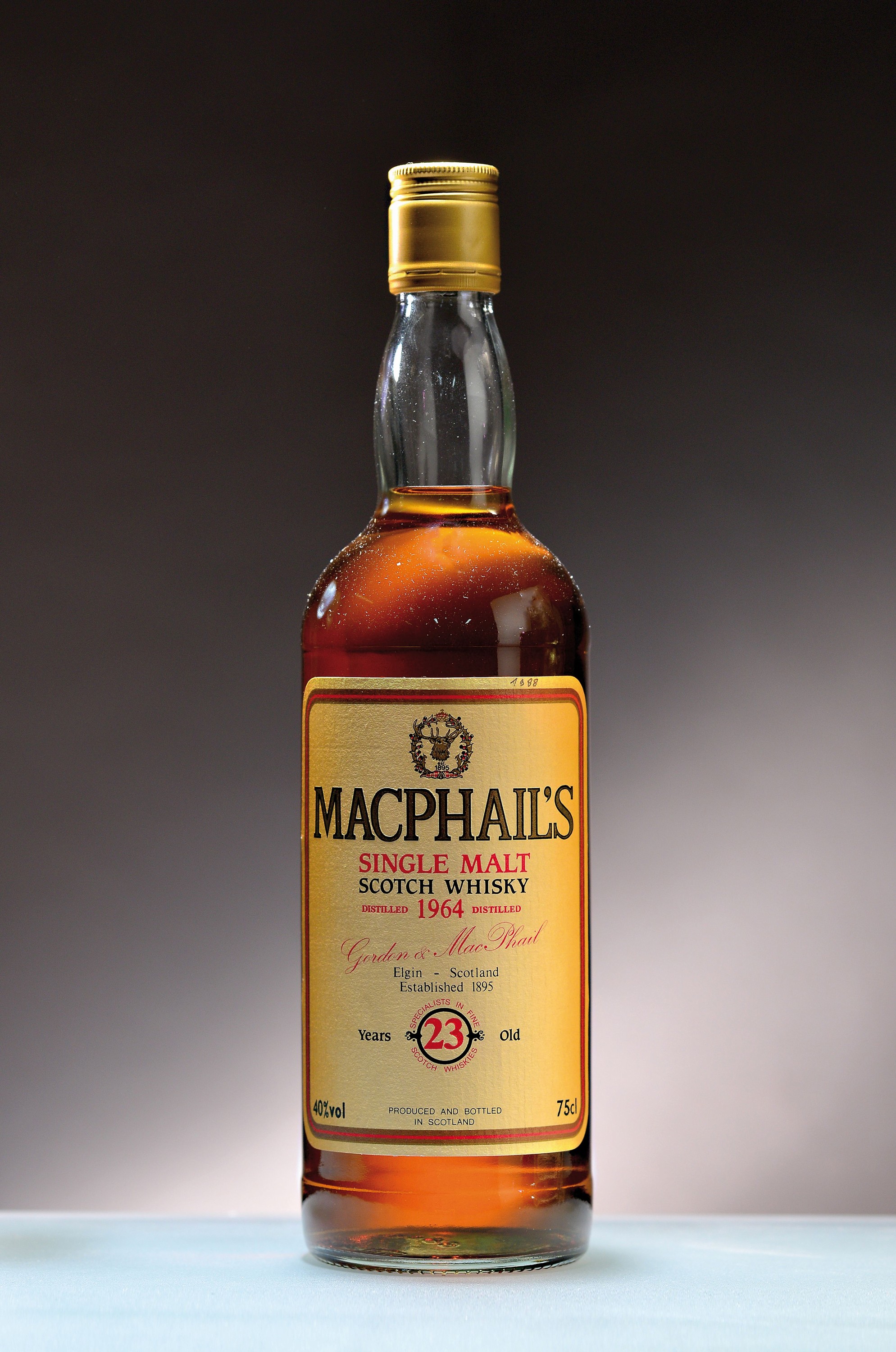 1 Flasche 1964 Gordon & MacPhail's, 23 Jahre alt, Single Malt Scotch Whisky, ca. 75cl, 40%Vol., Mid shoulder, Into Neck