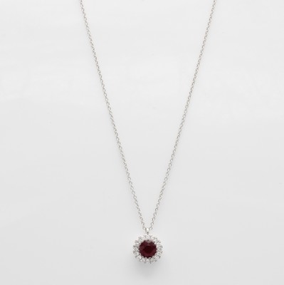 Image Collier mit Rubin und Brillanten, WG 750/000, Rubin ca. 0.32 ct, Brill. zus. ca. 0.07 ct ...