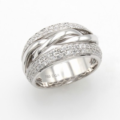 Image Ring mit Brillanten, WG 750/000, Brill. zus.ca. 0.87 ct feines Weiß/si, mittig in ...