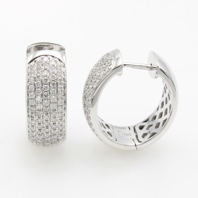 Image Paar Klappcreolen mit Brillanten, WG 750/000, Brill. zus. ca. 0.76 ct feines ...
