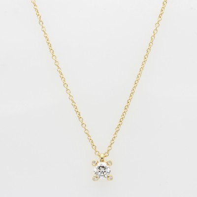 Image Collier mit Brillantsolitär, GG 750/000, Brill. ca. 0.16 ct Weiß/si, L. ca. ...