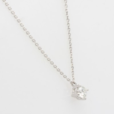26819873a - Collier mit Brillant, WG 585/000, Brill. ca. 0.25 ct feines Weiß/si, L. 42 cm ...
