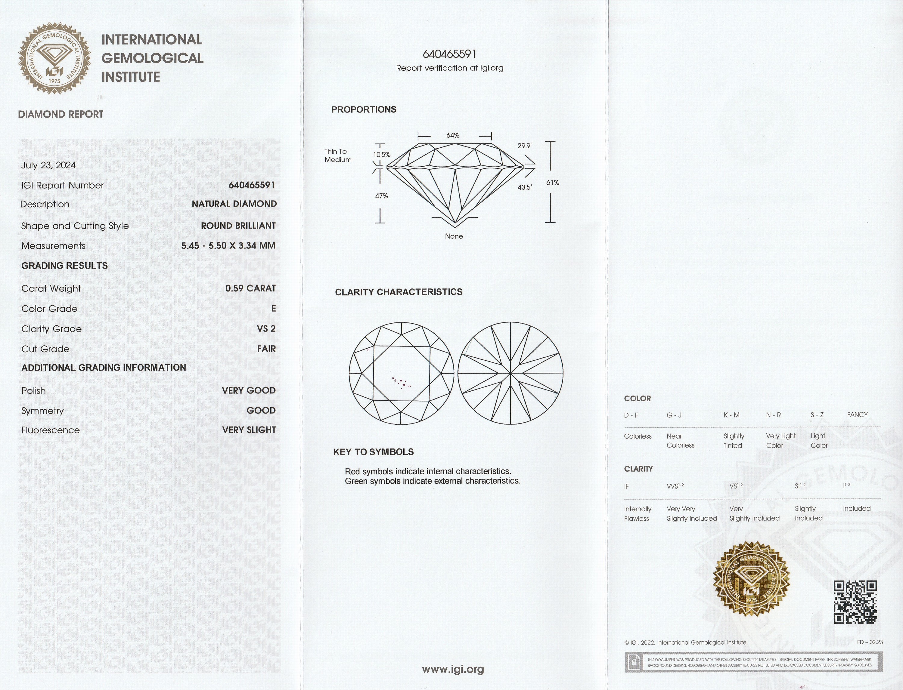 Detail a: Loser Brillant, 0.59 ct hochfeines Weiss(E)/vs2, eingeschweisst, IGI-Expertise