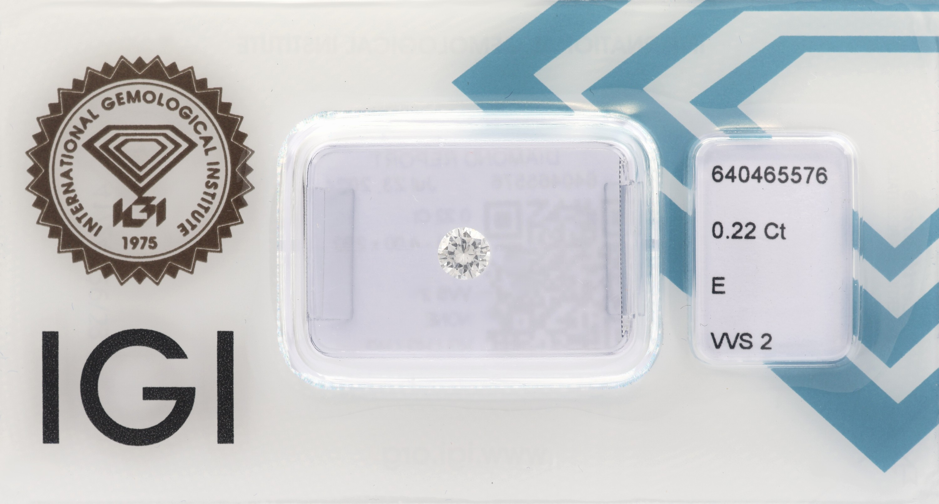 Loser Brillant, 0.22 ct, hochfeines Weiss(E)/vvs2, eingeschweisst, mit IGI-Expertise