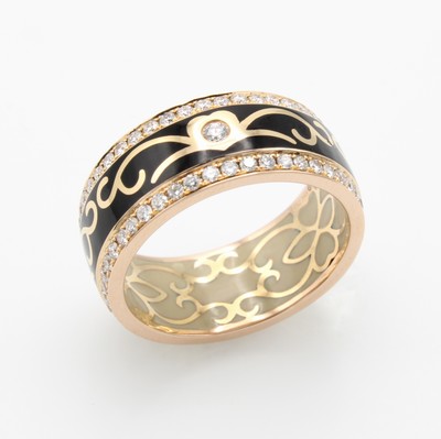 Image Ring mit Brillanten und Emaille, GG/WG 750/000, schwarze Emaille, 91 Brill. zus. ca. ...