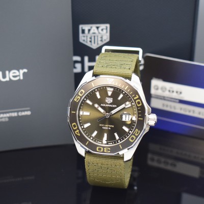 Image TAG HEUER Aquaracer gents wristwatch in steel reference WAY101E, quartz, textile strap ...