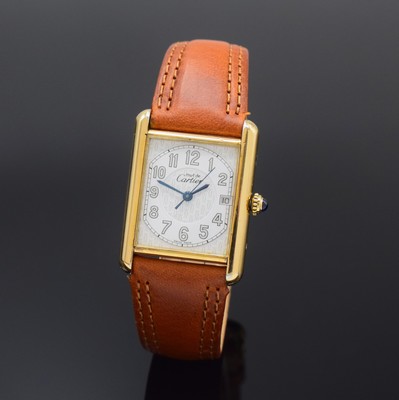 Image CARTIER Tank Vermeil Armbanduhr, quarz, Ref. 2413, verg. Geh. in 925er Silber, Boden ...