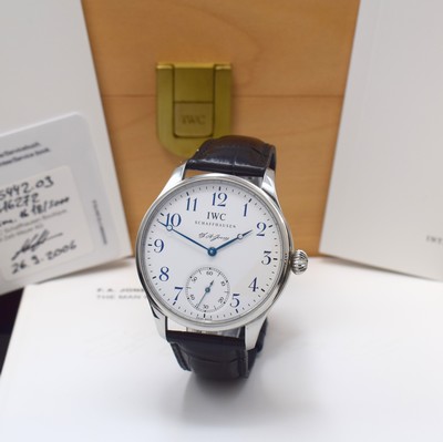 Image IWC Portuguese F.A. Jones to 3000 pieces limited gents wristwatch in steel reference ...