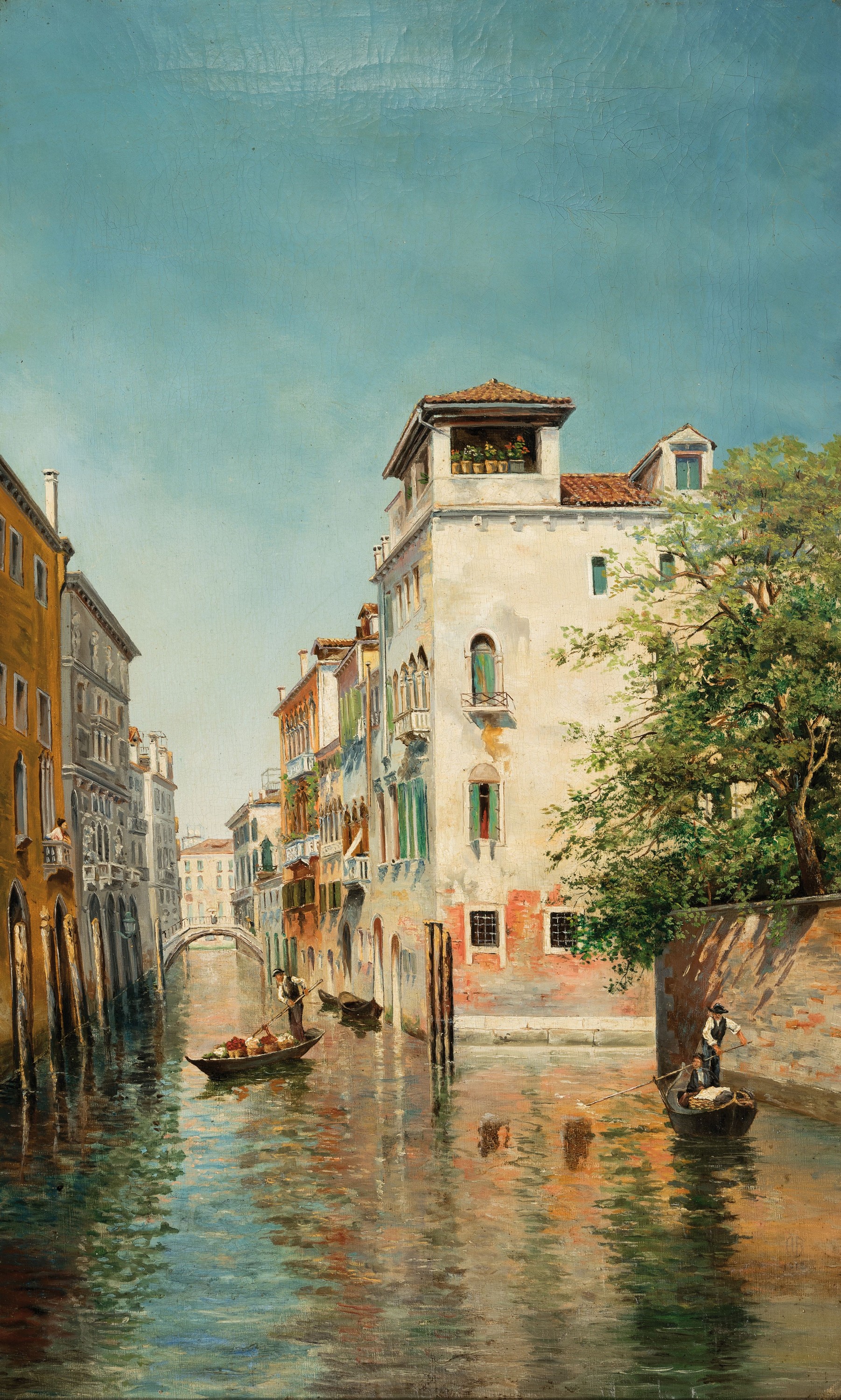 Monogrammist AB, datiert 1912, Ansicht aus Venedig, Öl/Lwd, rechts unten monogr. und dat, ca. 66x40cm, R. ca. 74x48cm