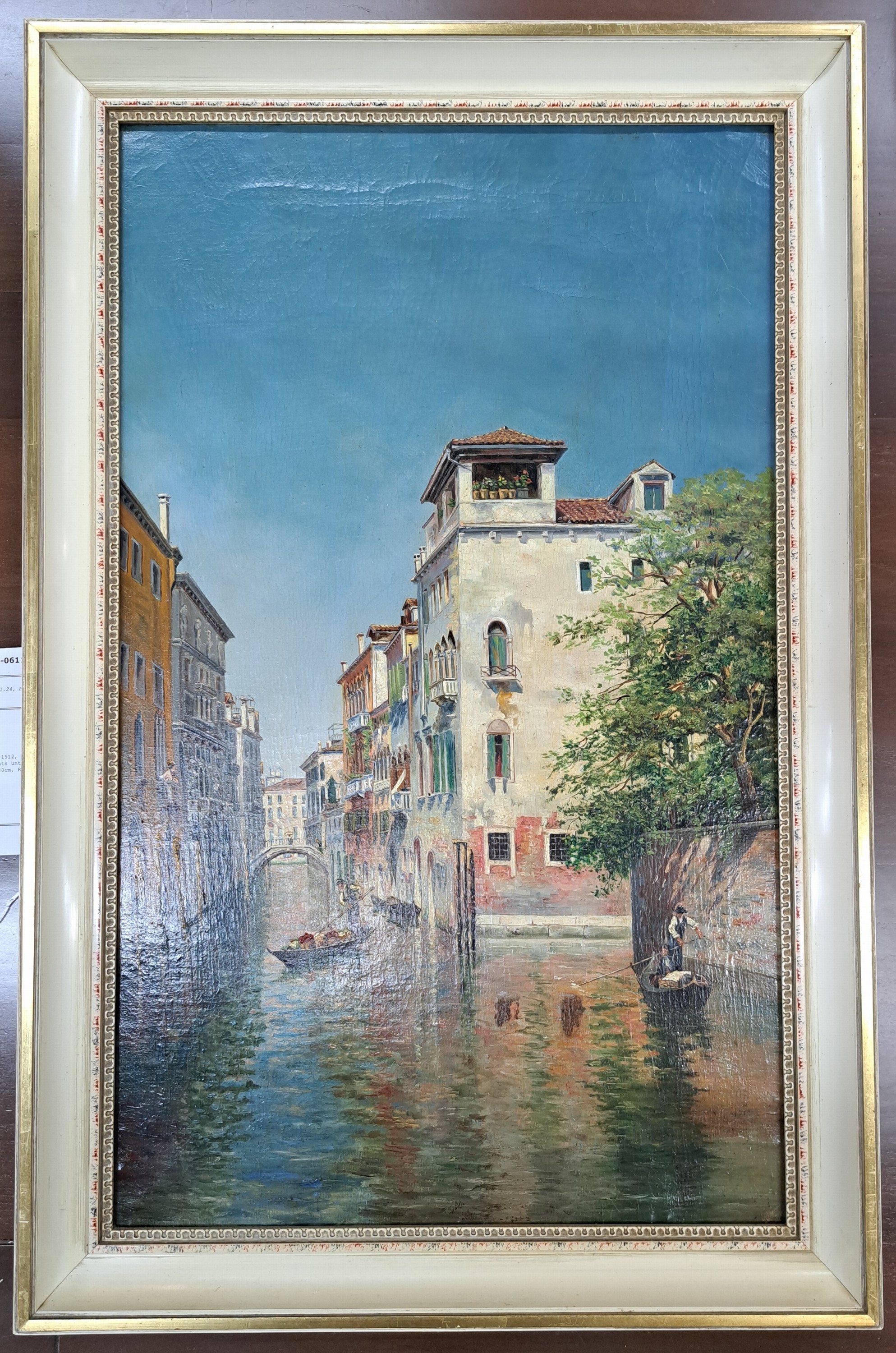 Detail a: Monogrammist AB, datiert 1912, Ansicht aus Venedig, Öl/Lwd, rechts unten monogr. und dat, ca. 66x40cm, R. ca. 74x48cm