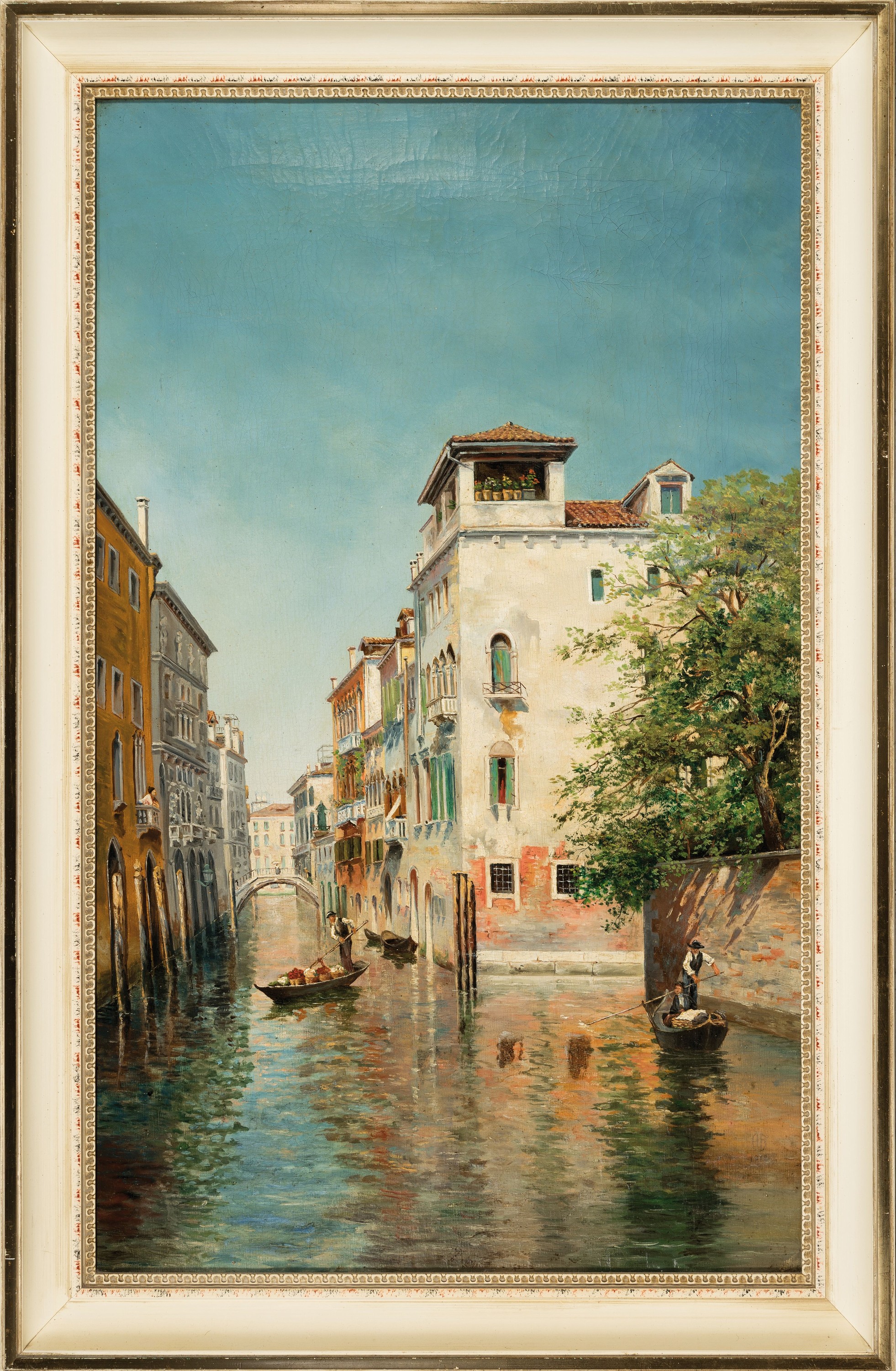 Detail k: Monogrammist AB, datiert 1912, Ansicht aus Venedig, Öl/Lwd, rechts unten monogr. und dat, ca. 66x40cm, R. ca. 74x48cm