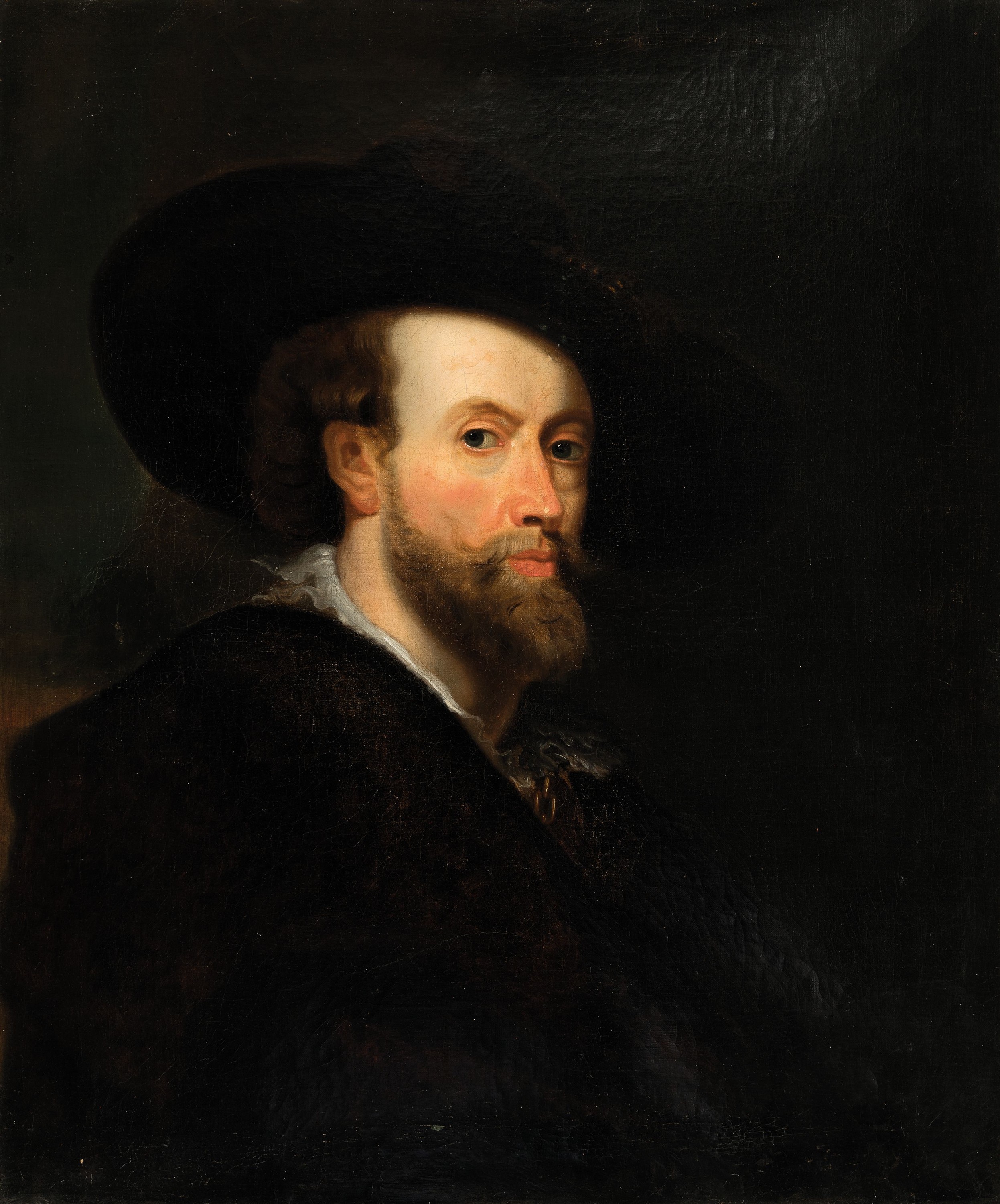 Unbekannter Künstler, um 1900, qualitätvolle Kopie nach Peter Paul Rubens Selbstporträt, Öl/Lwd, rest., ca. 75x65cm