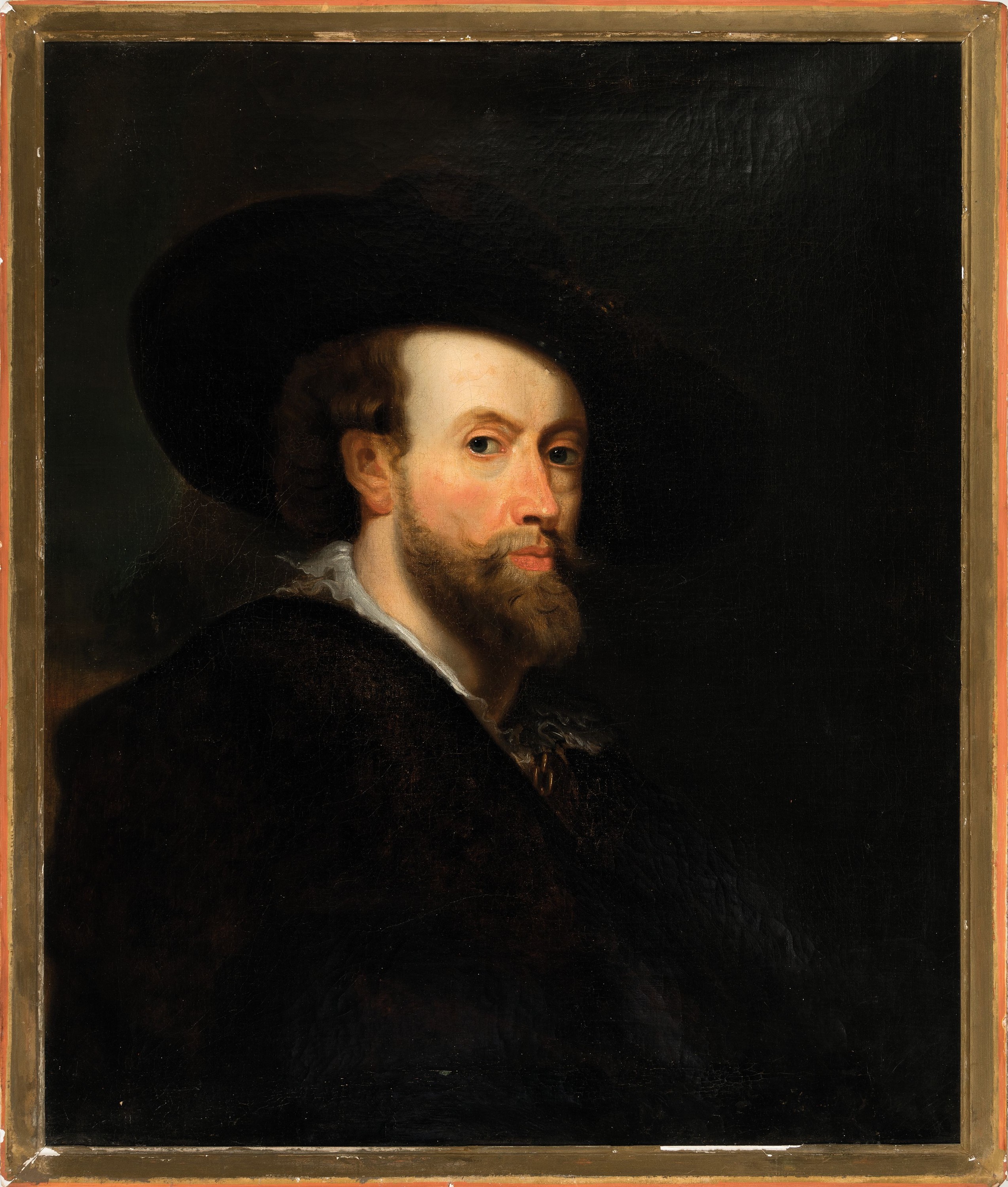 Detail k: Unbekannter Künstler, um 1900, qualitätvolle Kopie nach Peter Paul Rubens Selbstporträt, Öl/Lwd, rest., ca. 75x65cm
