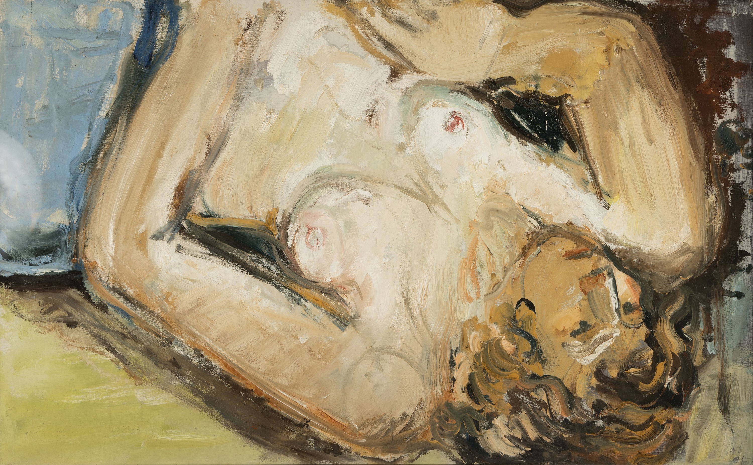 Friedrich Einhoff, 1901-1988, liegender Akt, Öl/Papier/Holz, ca. 38x62cm, u.Gl., R. ca. 46x70cm