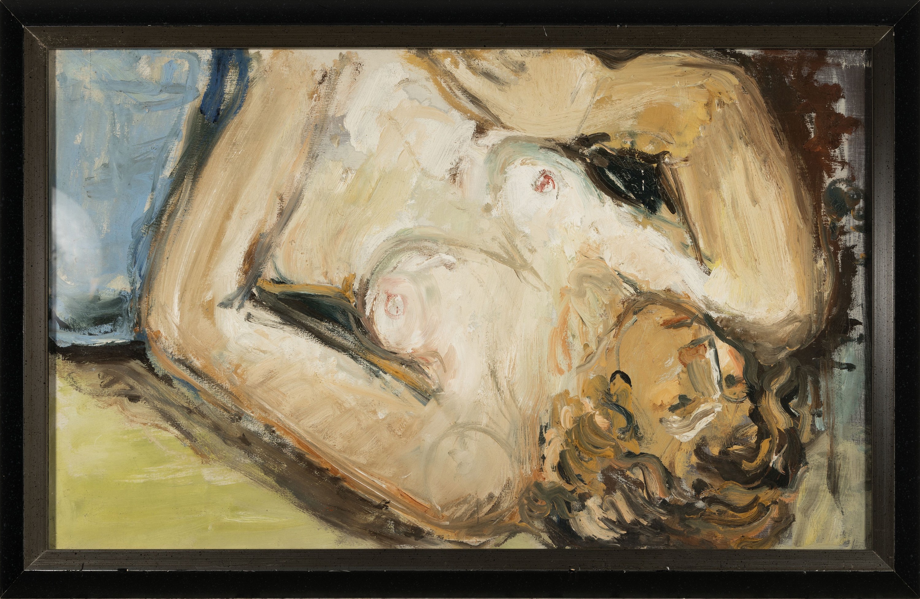 Detail k: Friedrich Einhoff, 1901-1988, liegender Akt, Öl/Papier/Holz, ca. 38x62cm, u.Gl., R. ca. 46x70cm