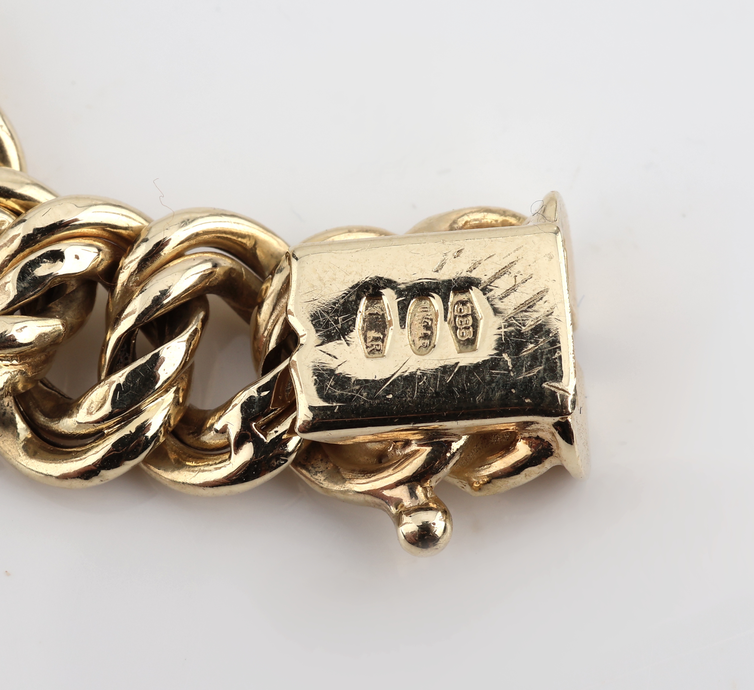 Detail b: 14 kt Gold Armband, ca. 13.6 g, GG 585/000,L. ca. 18 cm, Kastenschlo? mit Sicherheitsacht