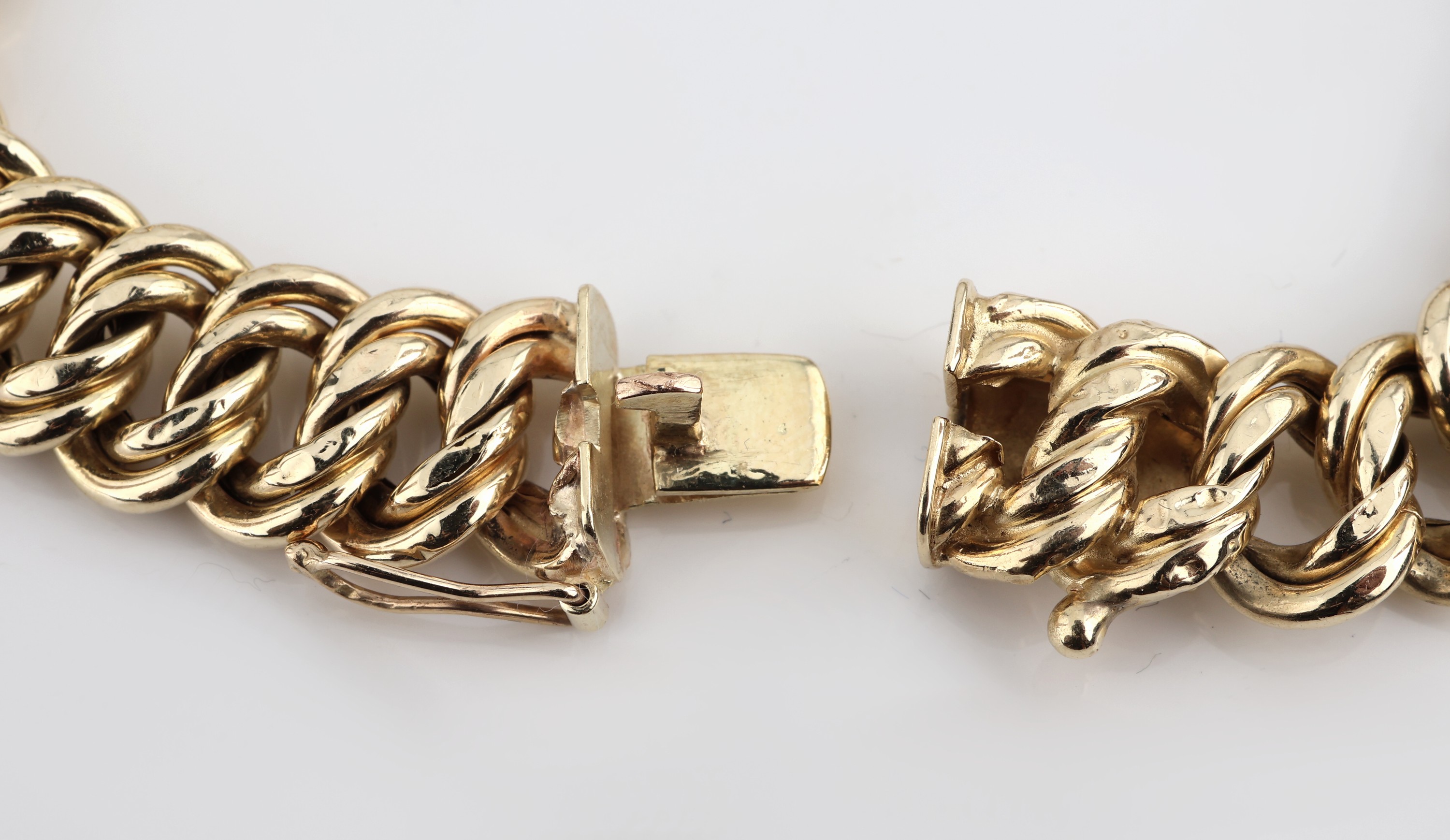 Detail c: 14 kt Gold Armband, ca. 13.6 g, GG 585/000,L. ca. 18 cm, Kastenschlo? mit Sicherheitsacht