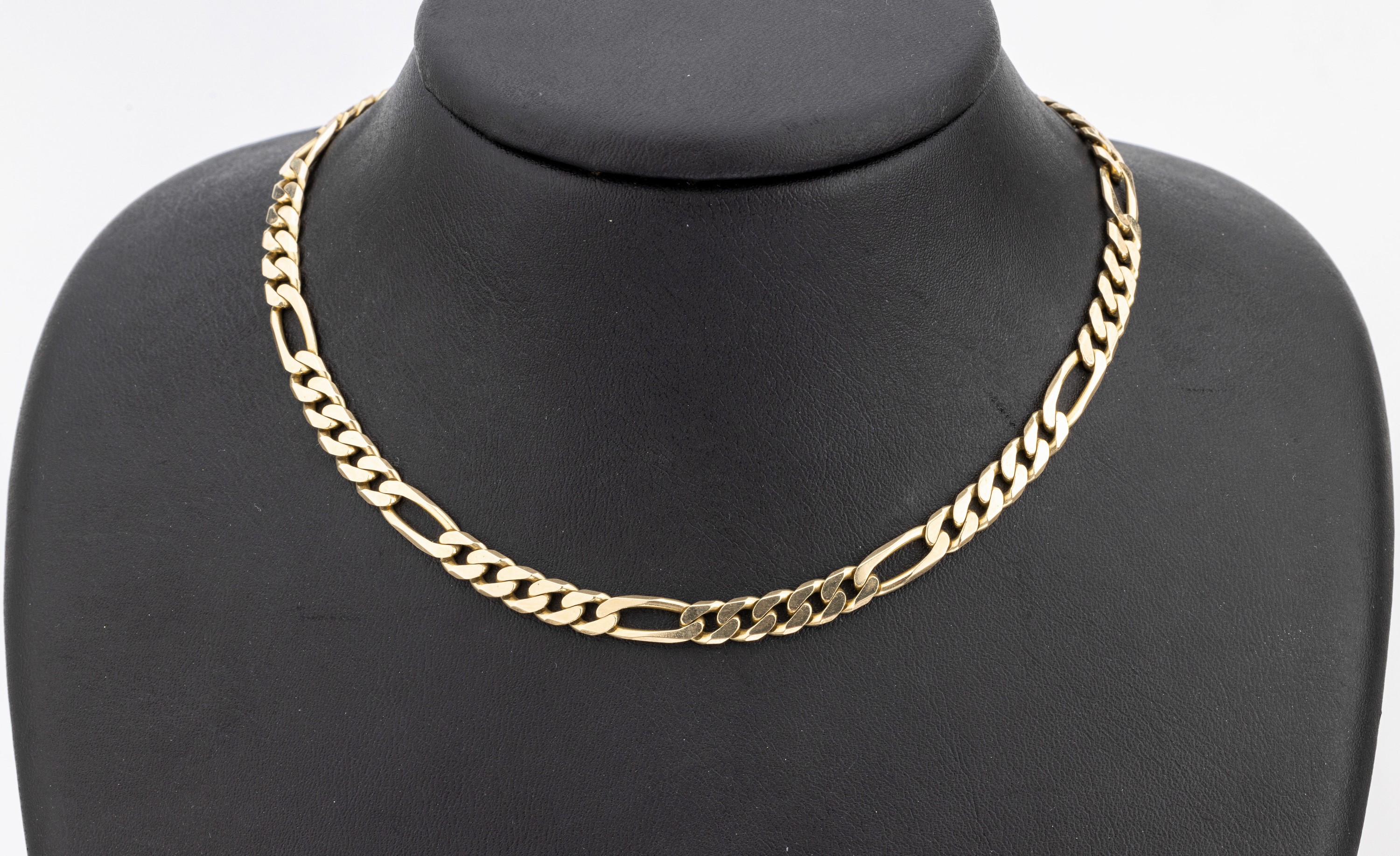 14 kt Gold Flachpanzercollier, GG 585/000, L. ca. 51 cm, Karabinerschliesse, ca. ca. 29.9 g