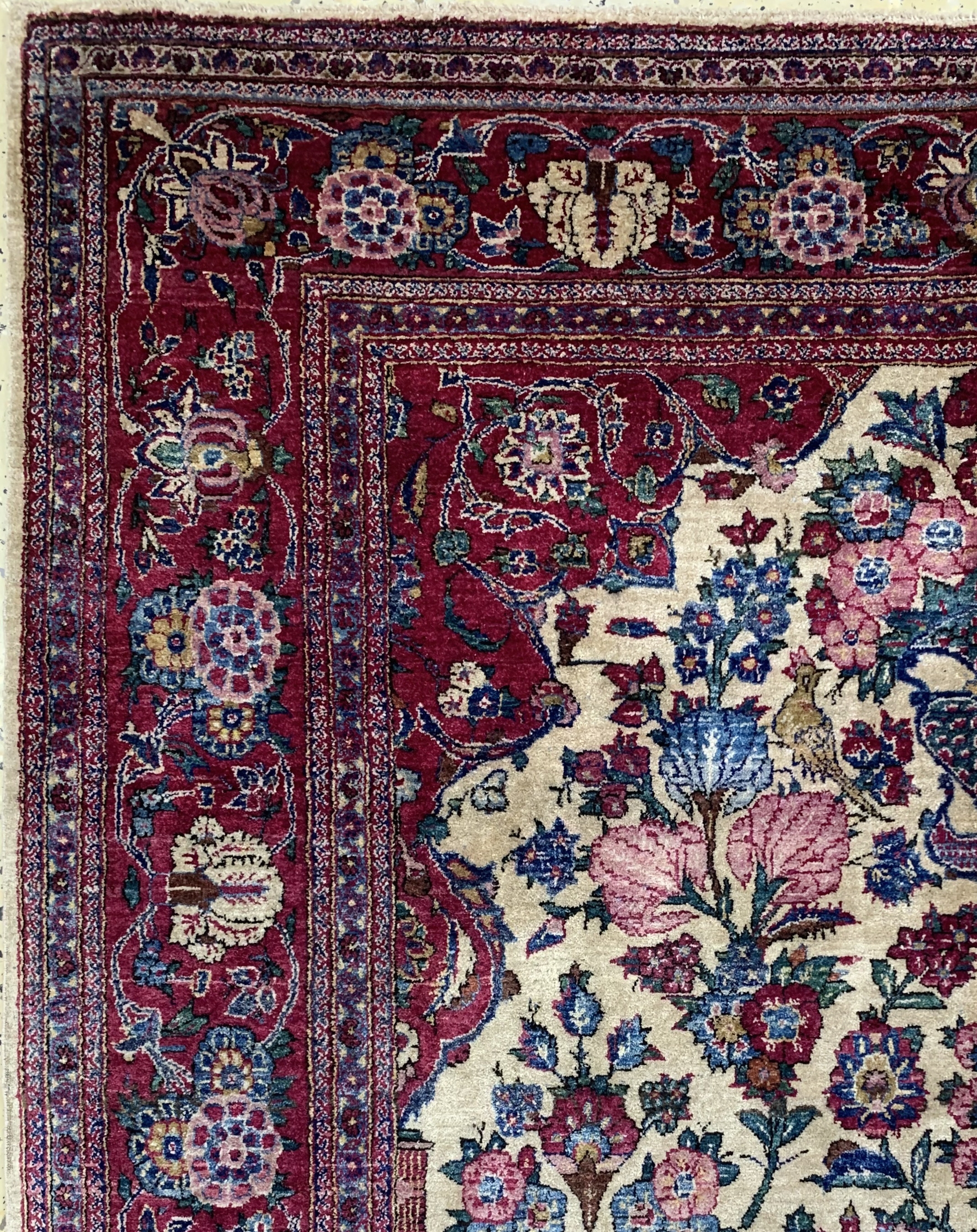 Detail d: Keschan Seide antik, Persien, um 1910/1920,reine Naturseide, ca. 210 x 129 cm, gereinigt,EHZ: 1-2