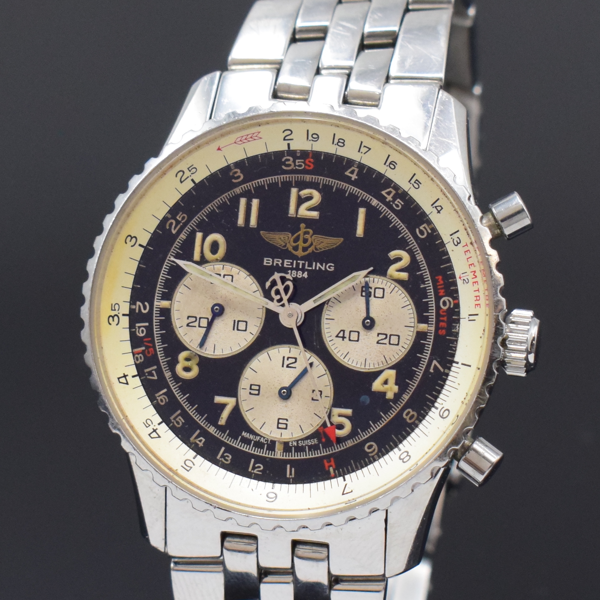 Detail a: BREITLING Navitimer 92 Referenz A30022 Armbandchronograph in Stahl, Schweiz um 1992, Automatik, verschr. Geh., orig. Stahlband m. Faltschl., beids. ...