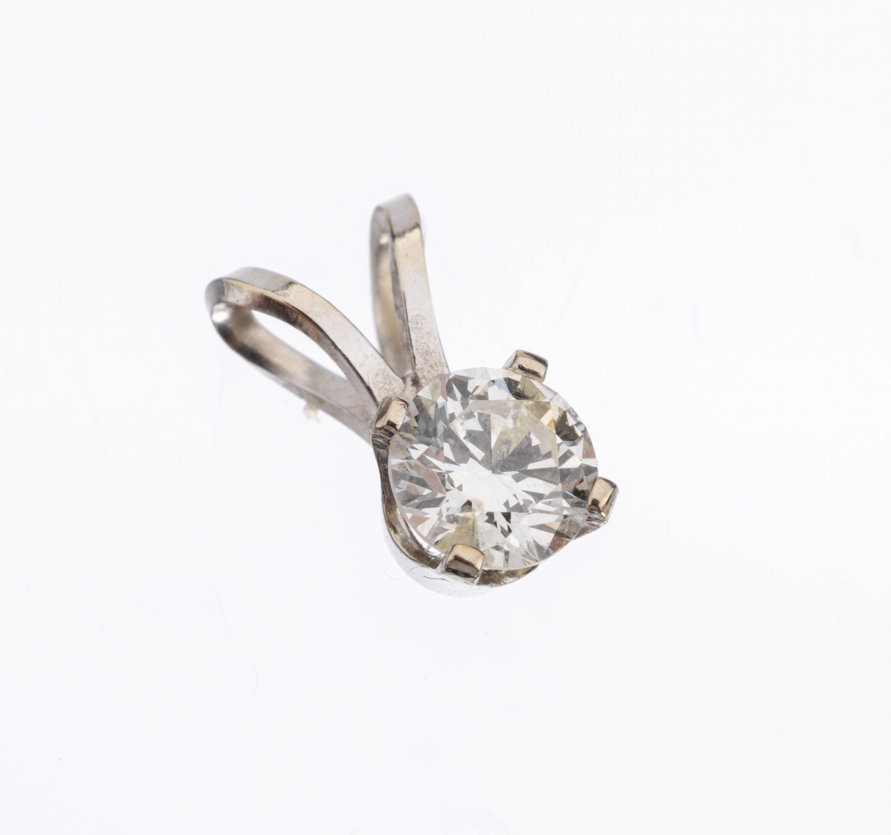 14 kt Gold Brillant-Anhänger, WG 585/000, Brillant ca. 0.27 ct l. get. Weiss/p1