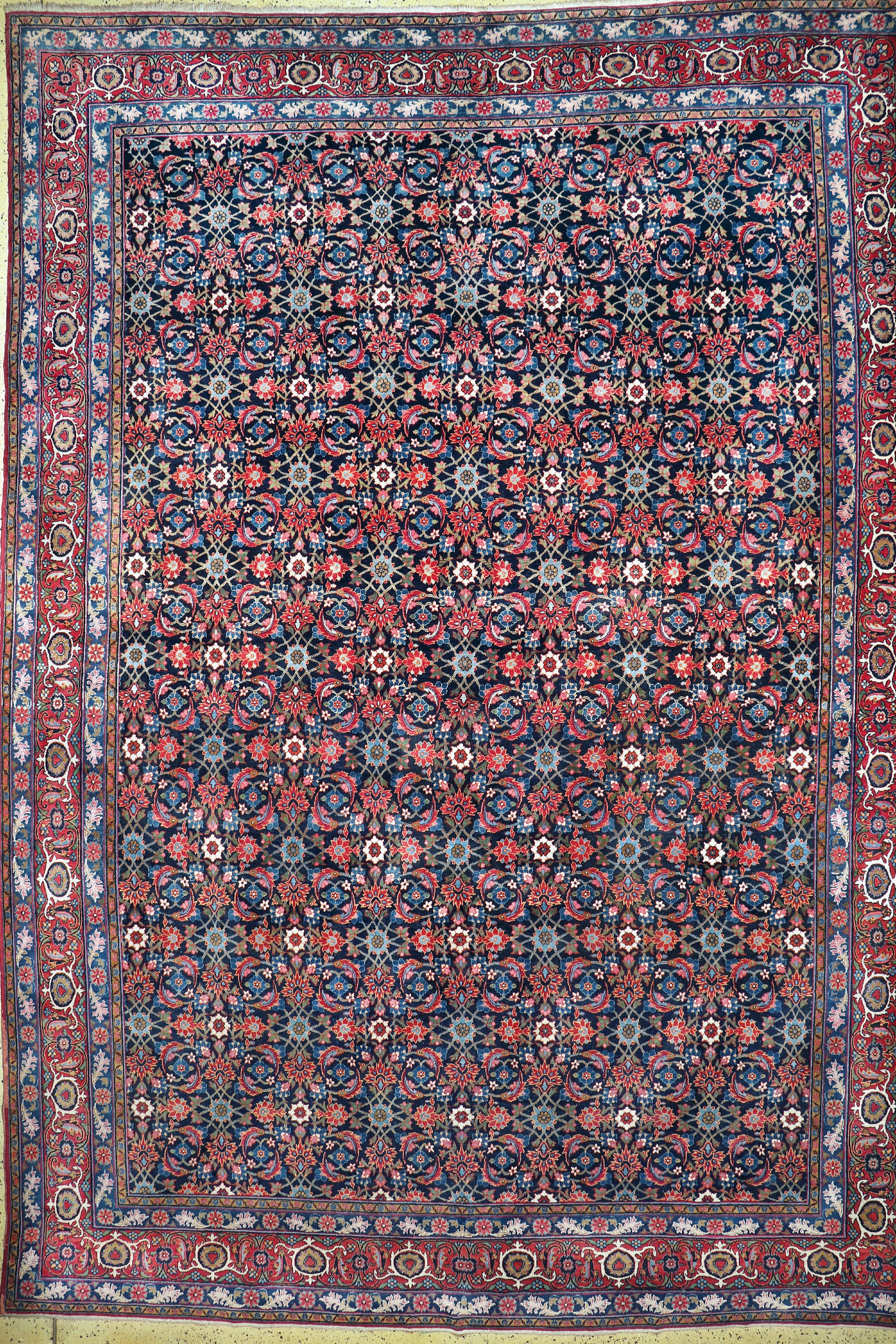 Yazd antik, Persien, um 1910/1920, Wolle auf Baumwolle, ca. 450 x 320 cm, EHZ: 2, (AlteRestaurierungen am Rand)