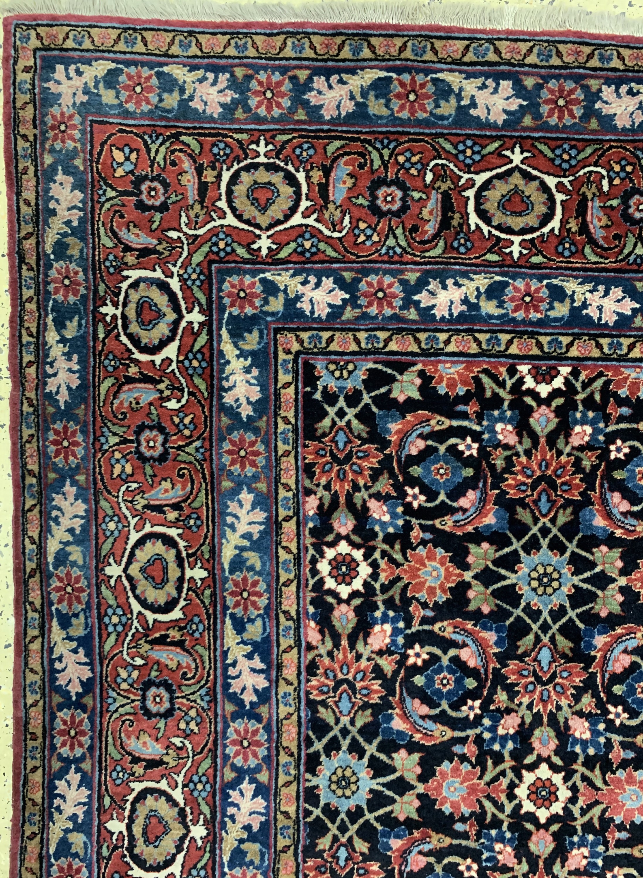 Detail d: Yazd antik, Persien, um 1910/1920, Wolle auf Baumwolle, ca. 450 x 320 cm, EHZ: 2, (AlteRestaurierungen am Rand)