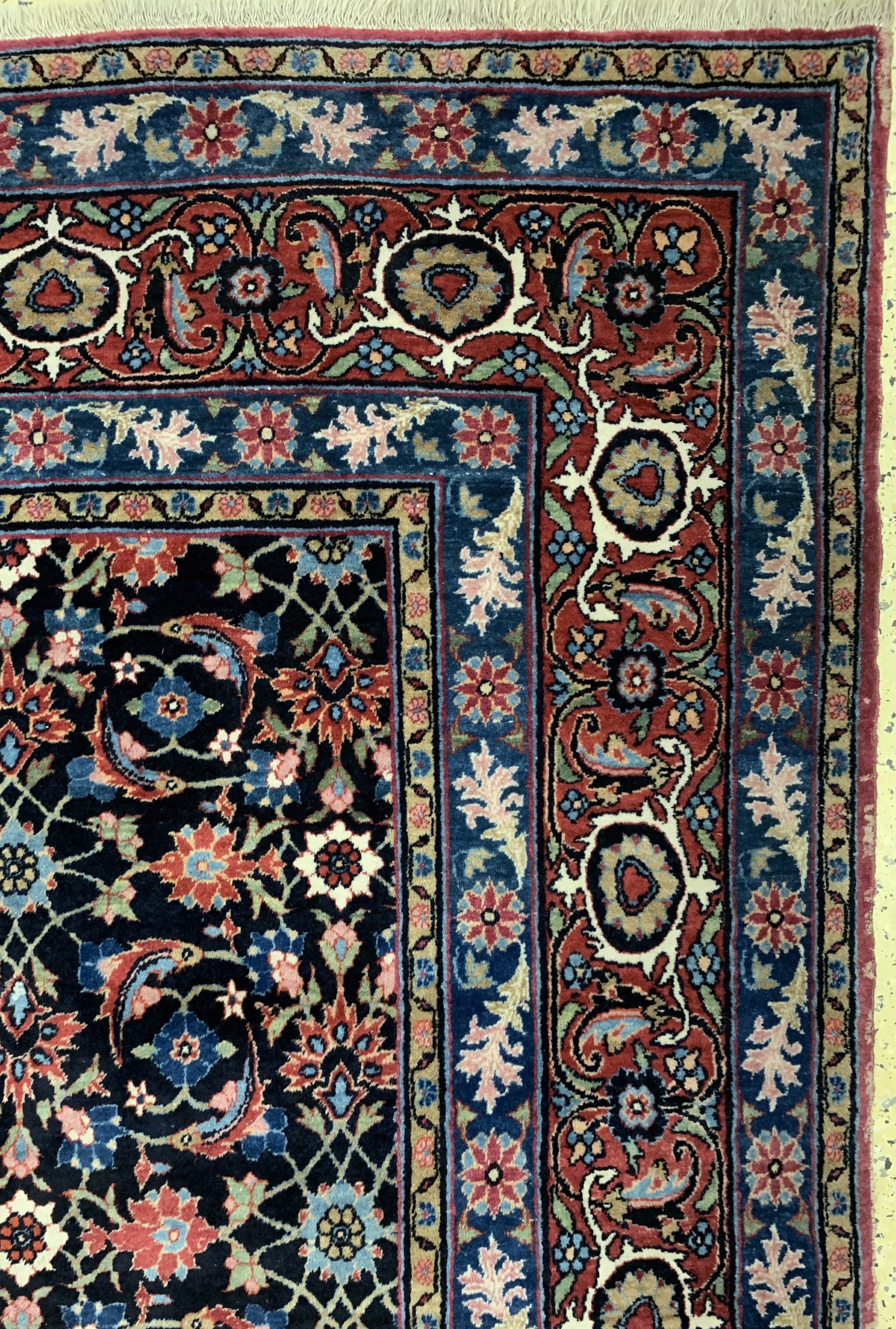 Detail f: Yazd antik, Persien, um 1910/1920, Wolle auf Baumwolle, ca. 450 x 320 cm, EHZ: 2, (AlteRestaurierungen am Rand)