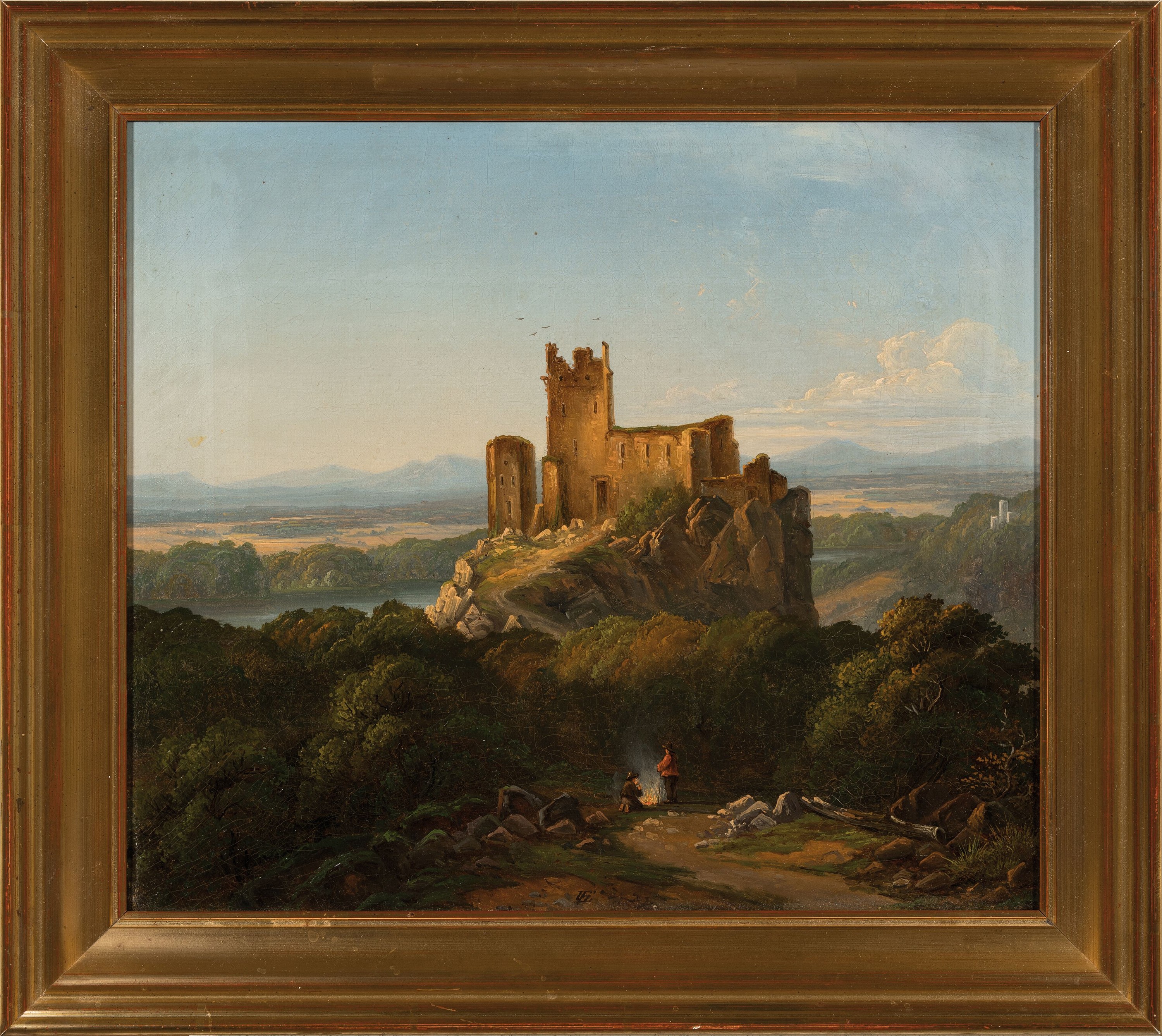 Detail k: Eduard Grieben, 1813-1870 Berlin, Ruine der Burg Arenberg im Südharz, Öl/Lwd, mittig unten ligiert monogr., ca. 36x46cm, R. ca. 45x51cm