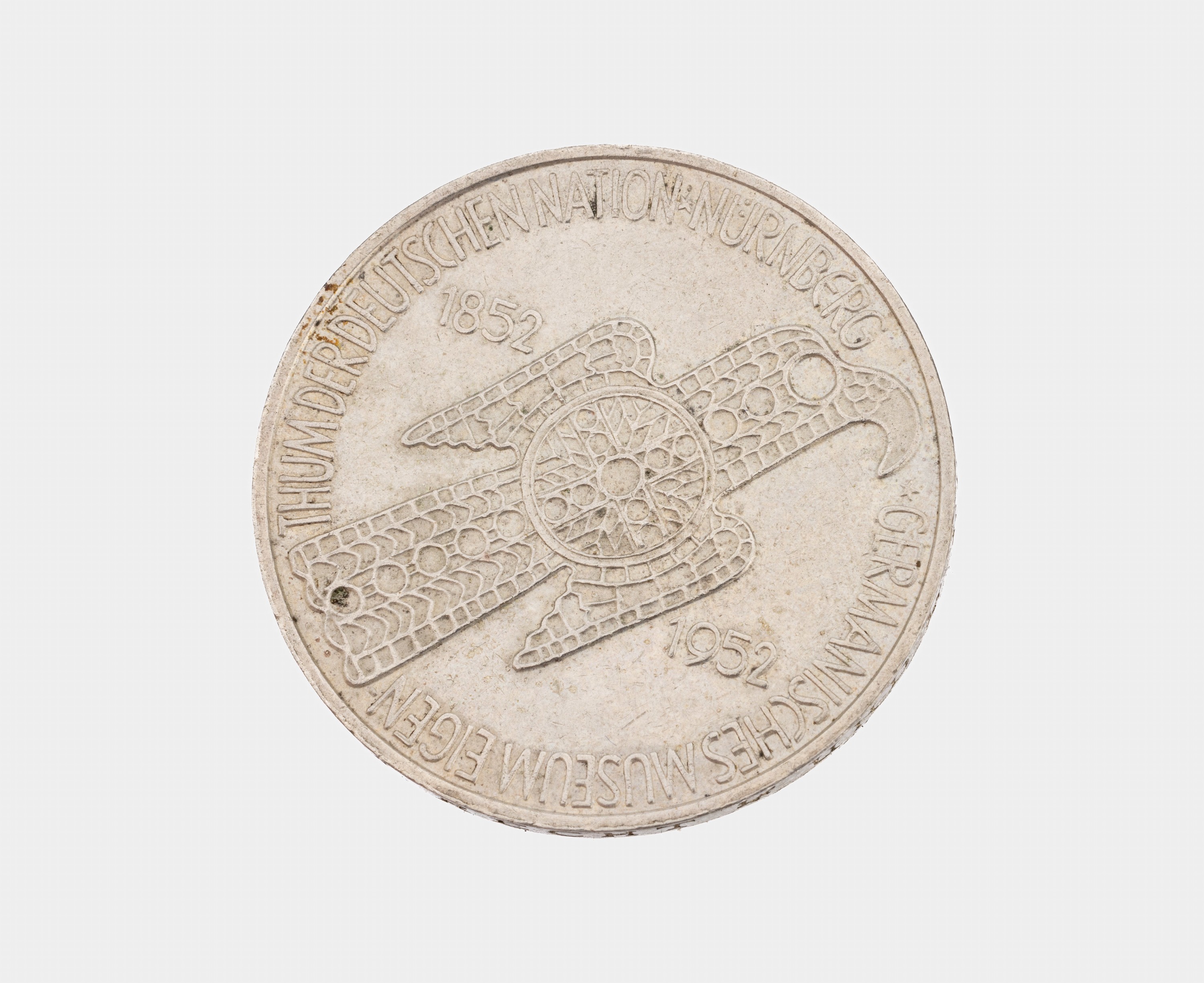 Silbermünze 5 Mark, Deutschland 1952, Germanisches Museum Nürnberg