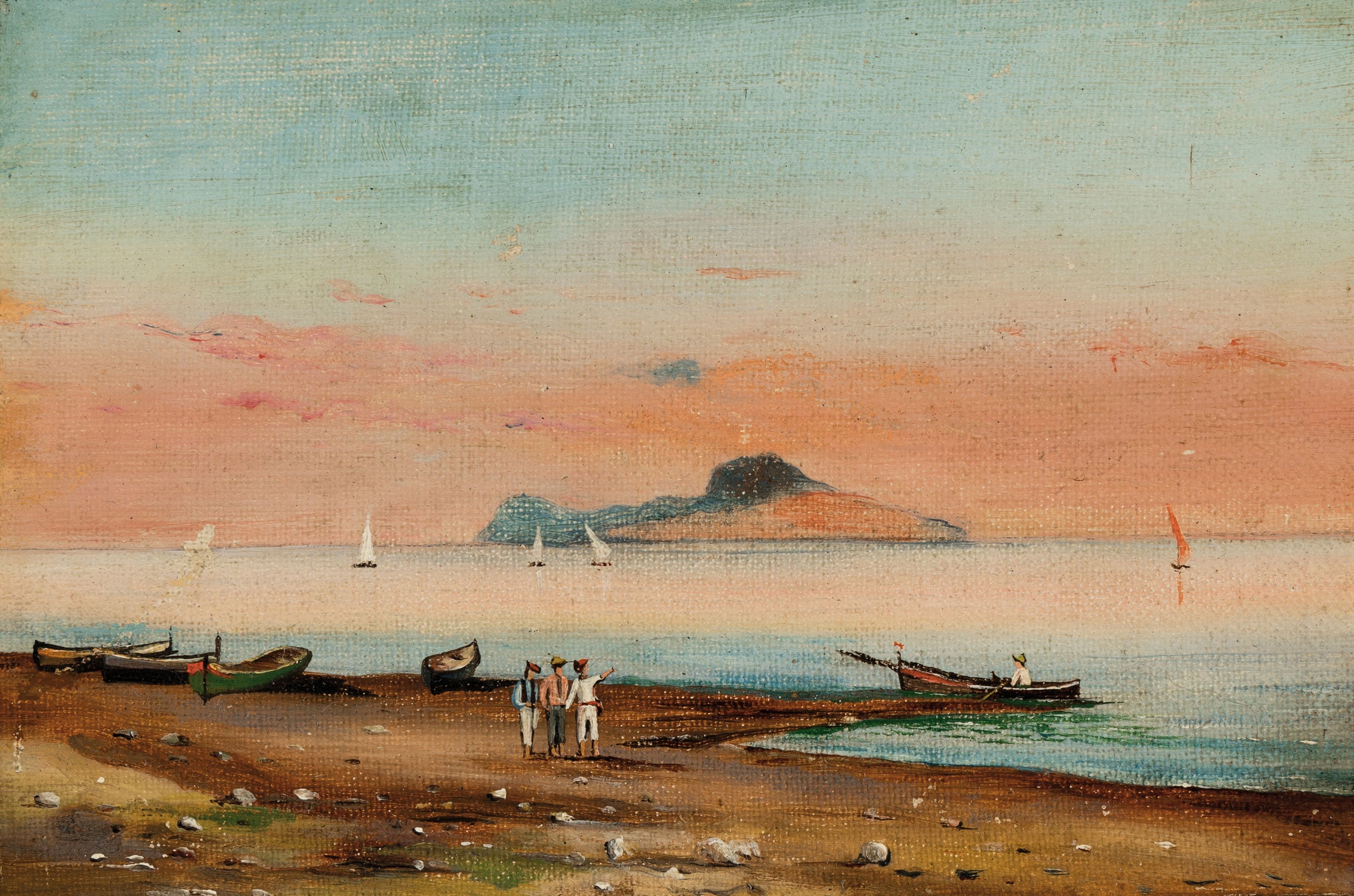 Hermann Göhler, 1874 Neustadt/Wstr.-1959 Karlsruhe, Seeuferlandschaft, Öl/Malkarton, rechts unten unleserlich monogr., ca. 13x19cm, R. ca. 20x26cm