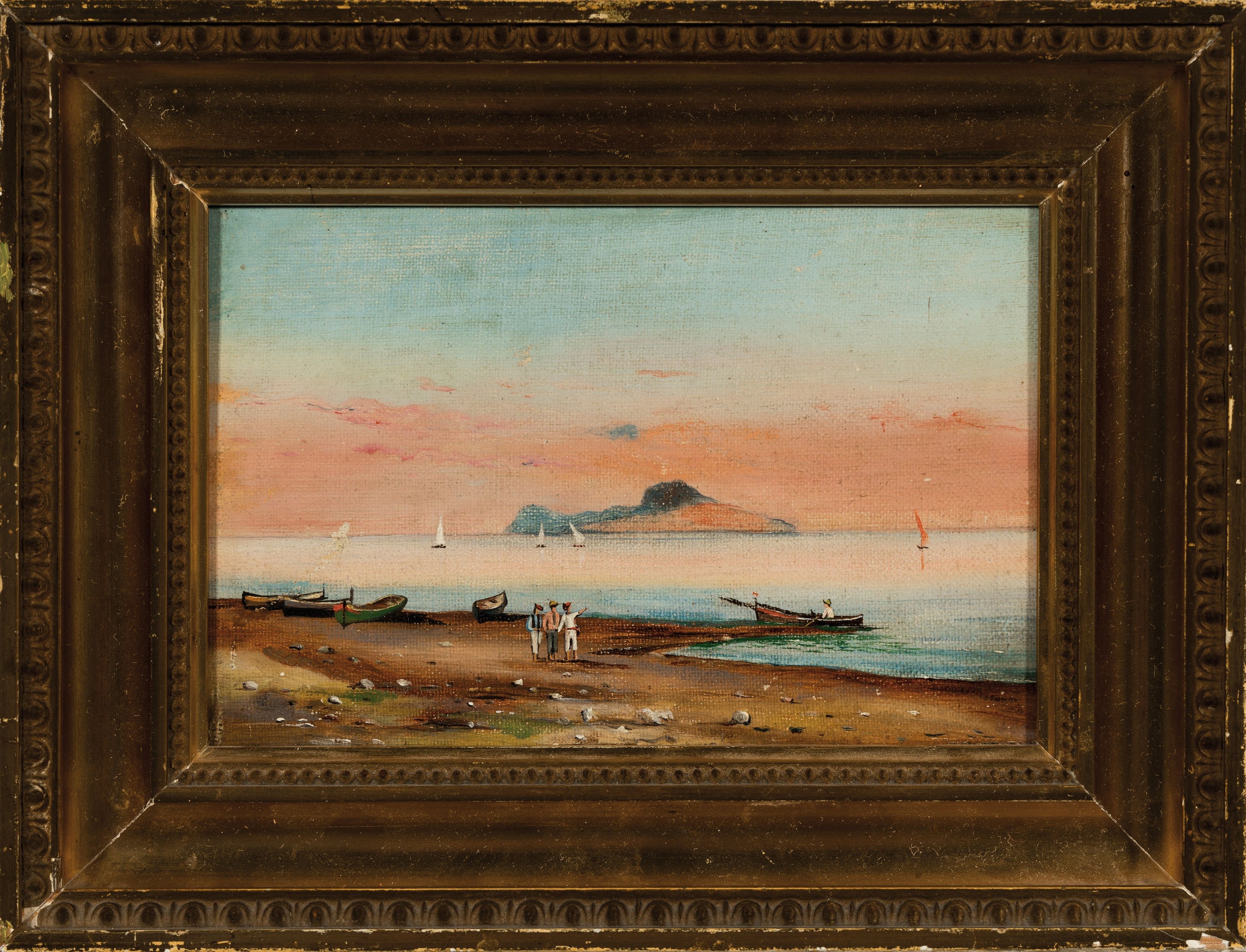 Detail k: Hermann Göhler, 1874 Neustadt/Wstr.-1959 Karlsruhe, Seeuferlandschaft, Öl/Malkarton, rechts unten unleserlich monogr., ca. 13x19cm, R. ca. 20x26cm