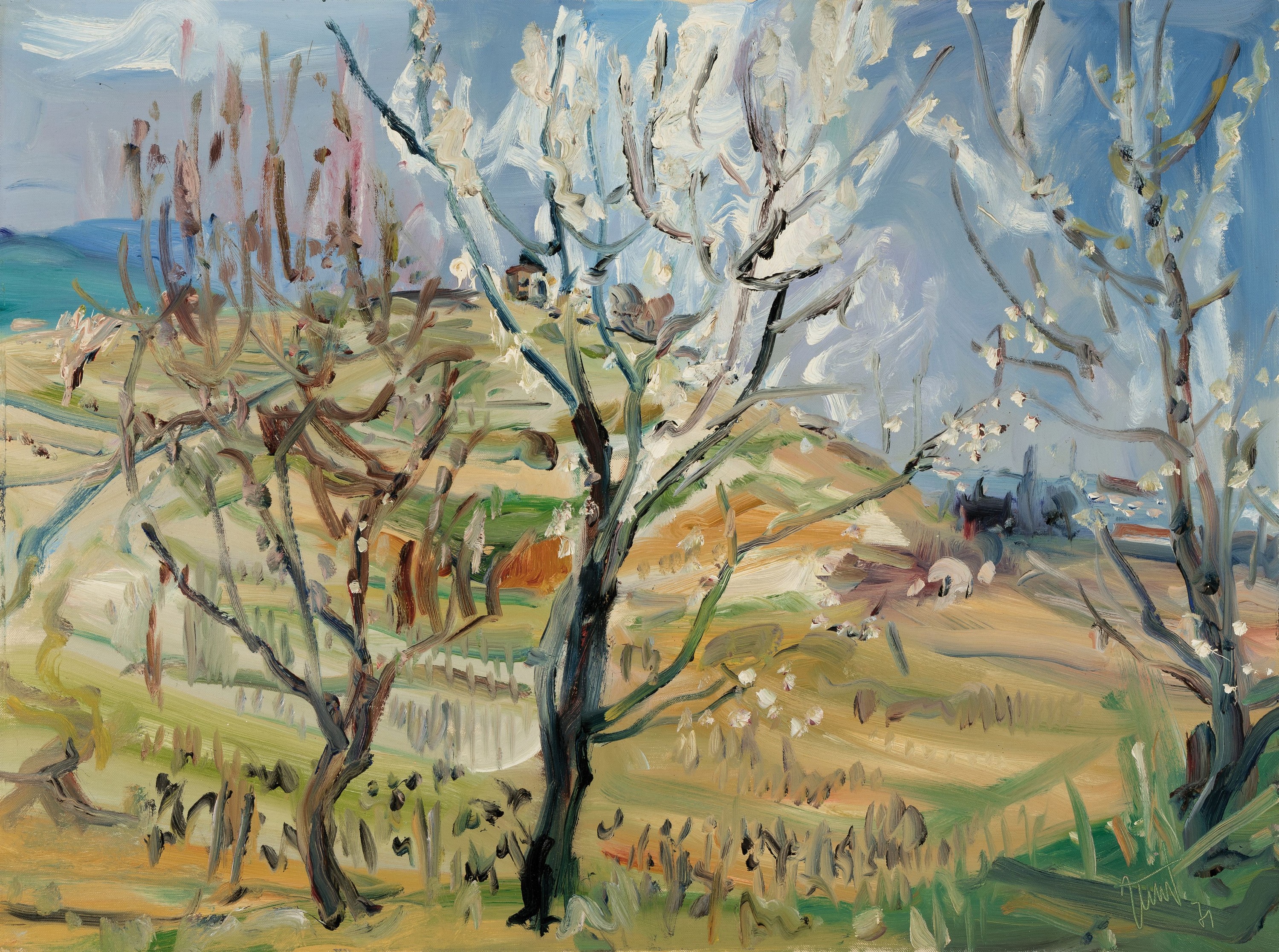 Georg Günther Zeuner, 1923 Dresden-2011 Speyer, Blüten an der Haardt, rückseitig so betitelt, Öl/Lwd, sign., ca. 60x80cm, R ca. 70x90cm
