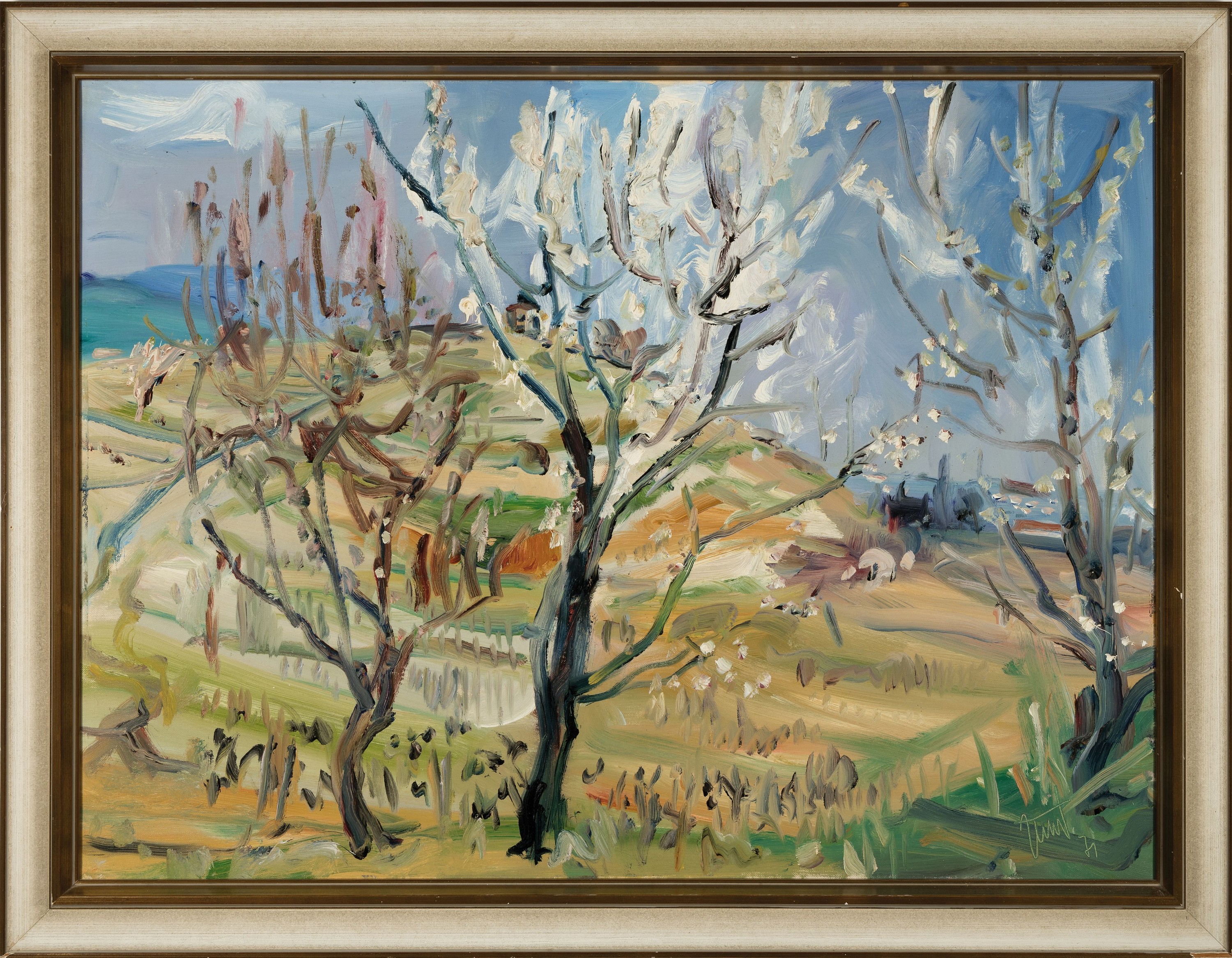 Detail k: Georg Günther Zeuner, 1923 Dresden-2011 Speyer, Blüten an der Haardt, rückseitig so betitelt, Öl/Lwd, sign., ca. 60x80cm, R ca. 70x90cm