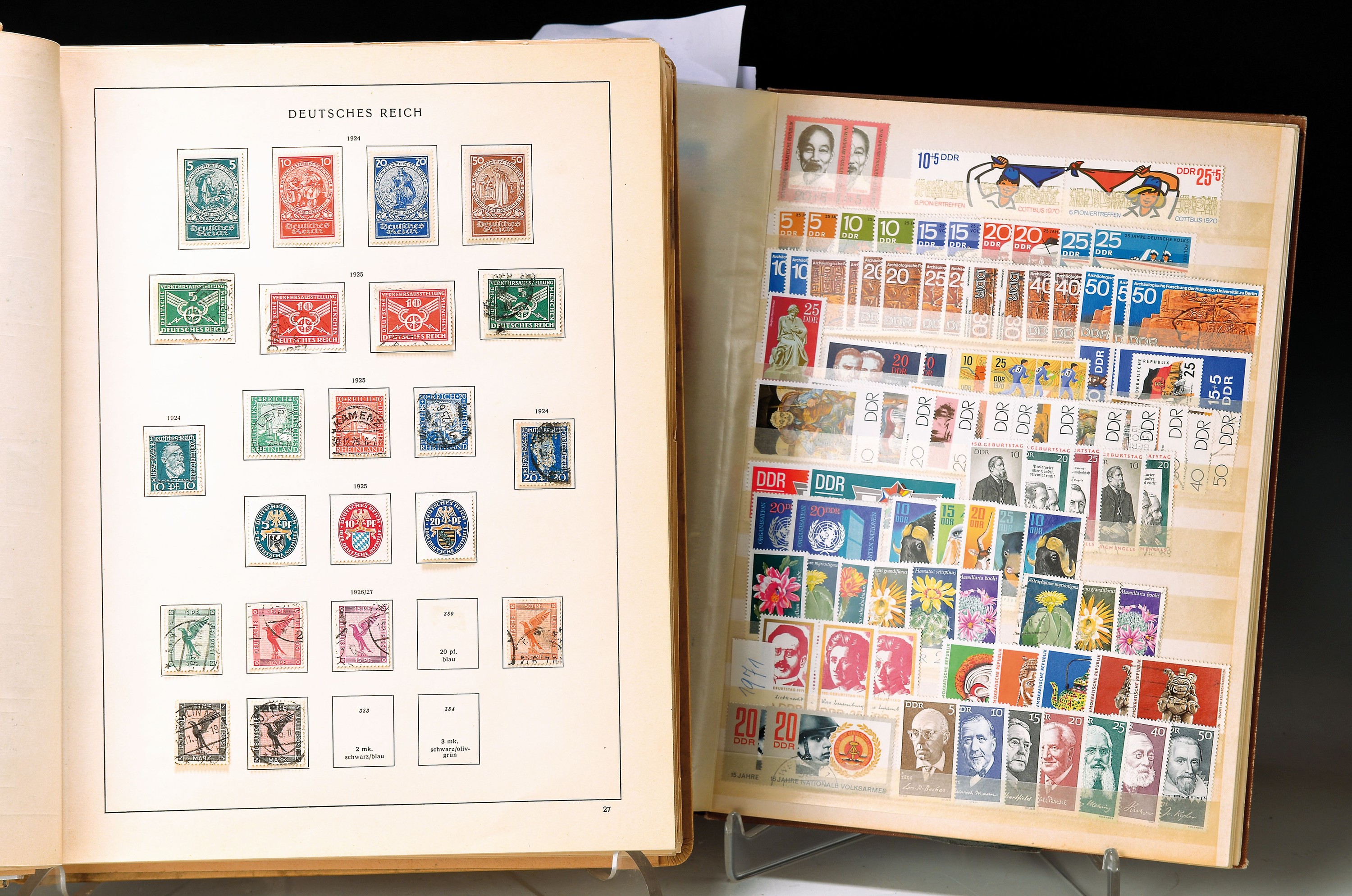 Briefmarkensammlung, Deutsches Reich & 3. Reich, gestempelt und mit Falz, unterschiedliche Erhaltung, sowie etwas Saargebiet und Danzig, Album ...