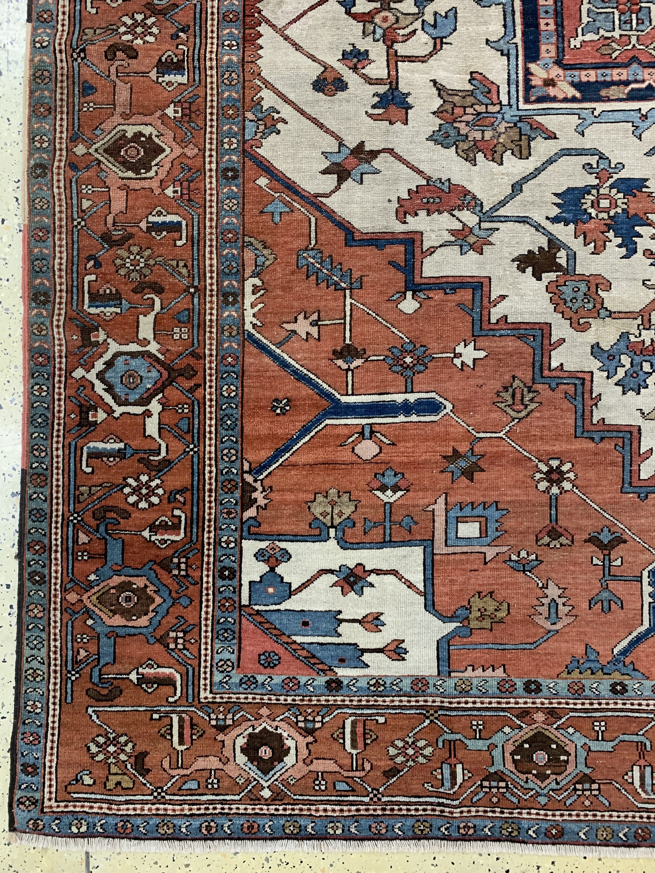 Detail c: Heriz"Serapi"antik, Persien, 19.Jhd, Wolle auf Baumwolle, ca. 387 x 298 cm, EHZ: 2-3, (gleichmässig dünner Flor)
