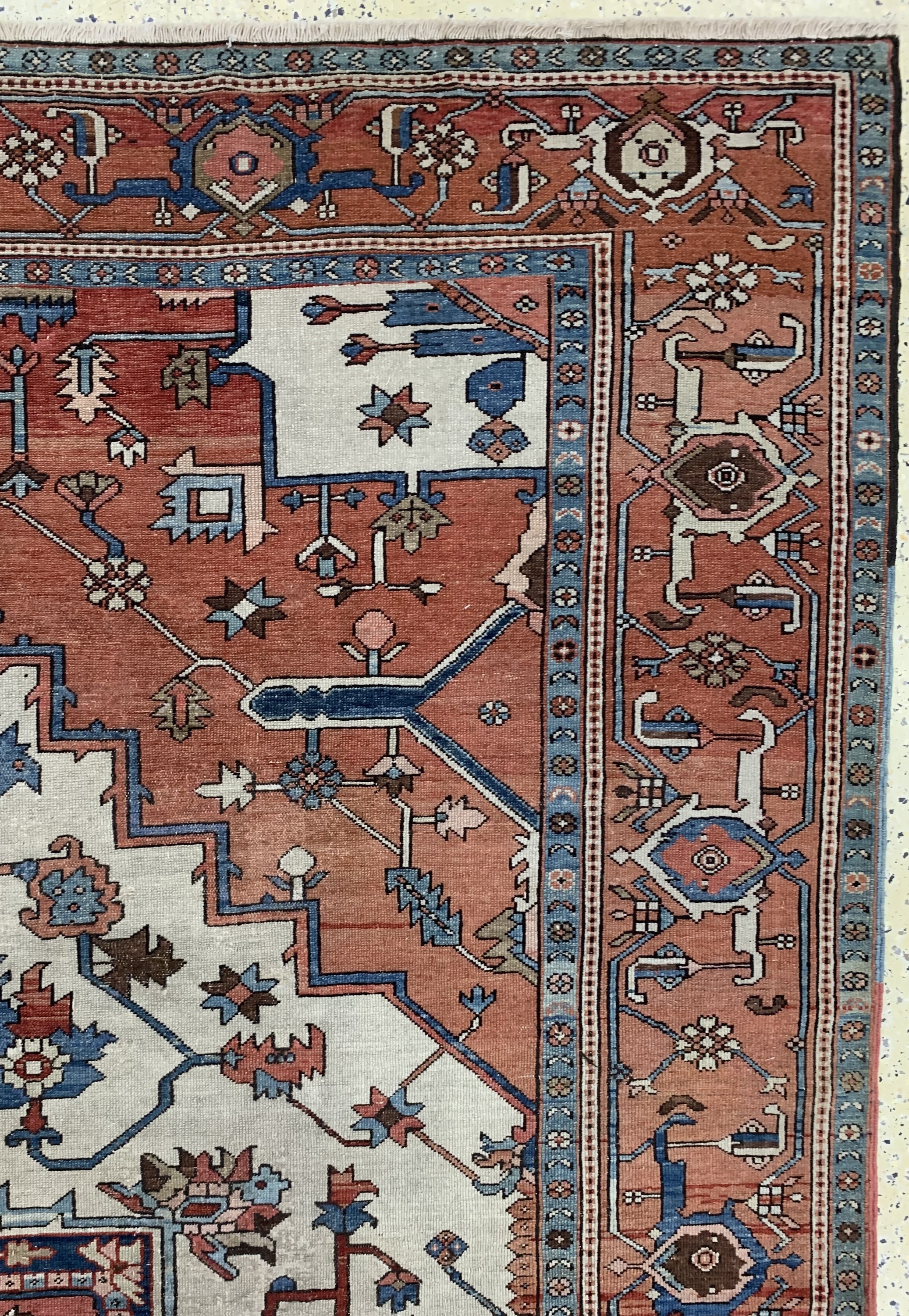 Detail f: Heriz"Serapi"antik, Persien, 19.Jhd, Wolle auf Baumwolle, ca. 387 x 298 cm, EHZ: 2-3, (gleichmässig dünner Flor)