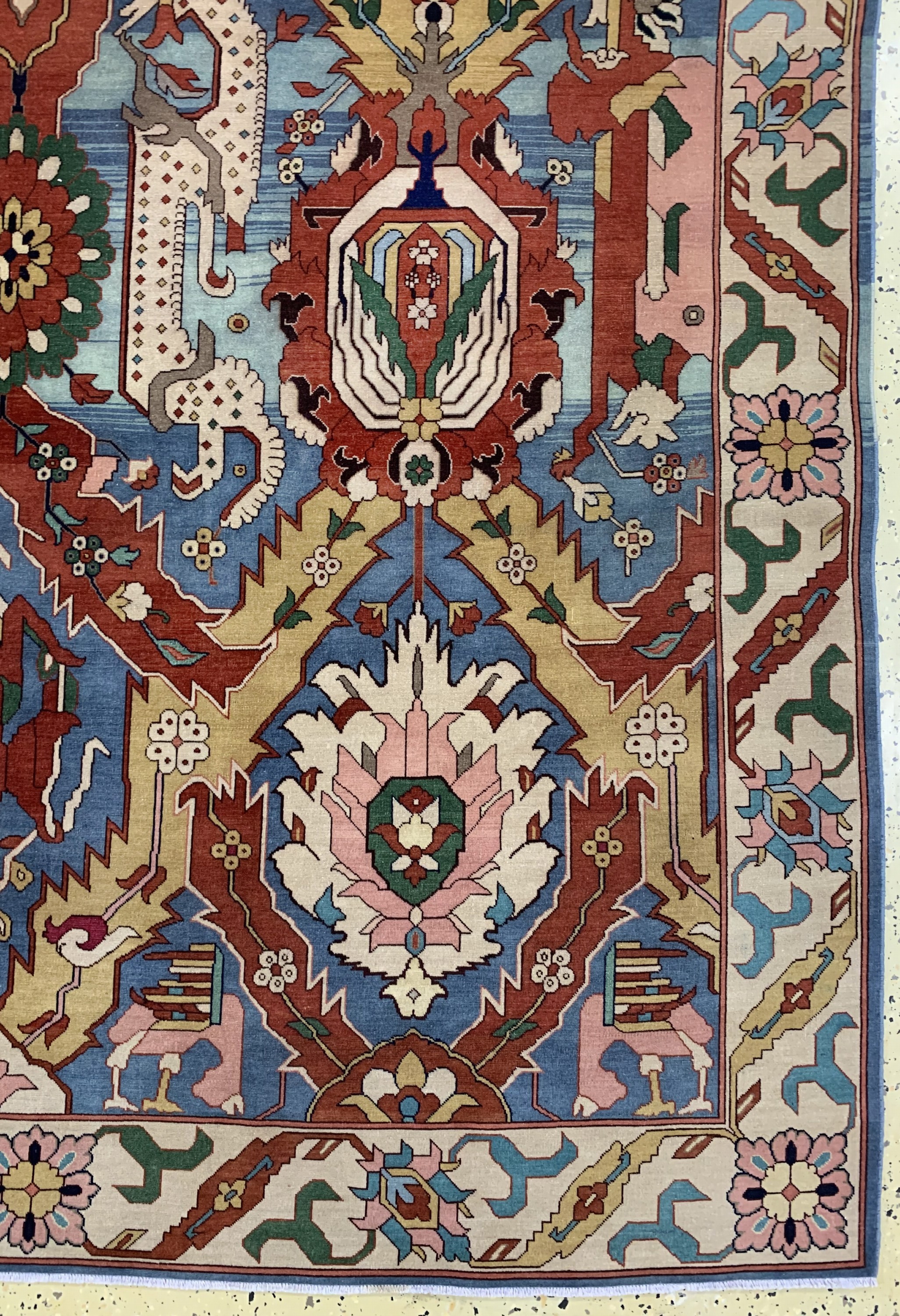 Detail a: Täbriz fein alt, Persien, um 1920/1930, Korkwolle auf Baumwolle, ca. 372 x 290 cm, EHZ: 2, (fachkundig gereinigt)