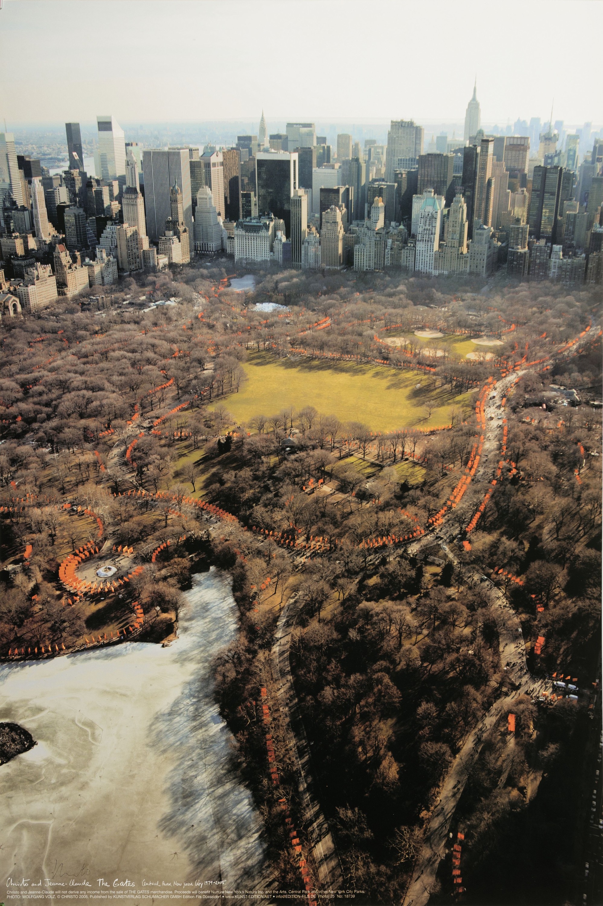 Detail k: Christo, 1935-2020, Farboffset zu dem Projekt "The Gates. Central Park, New York City 1979-2005", links unten schwach handsigniert, ohne ...