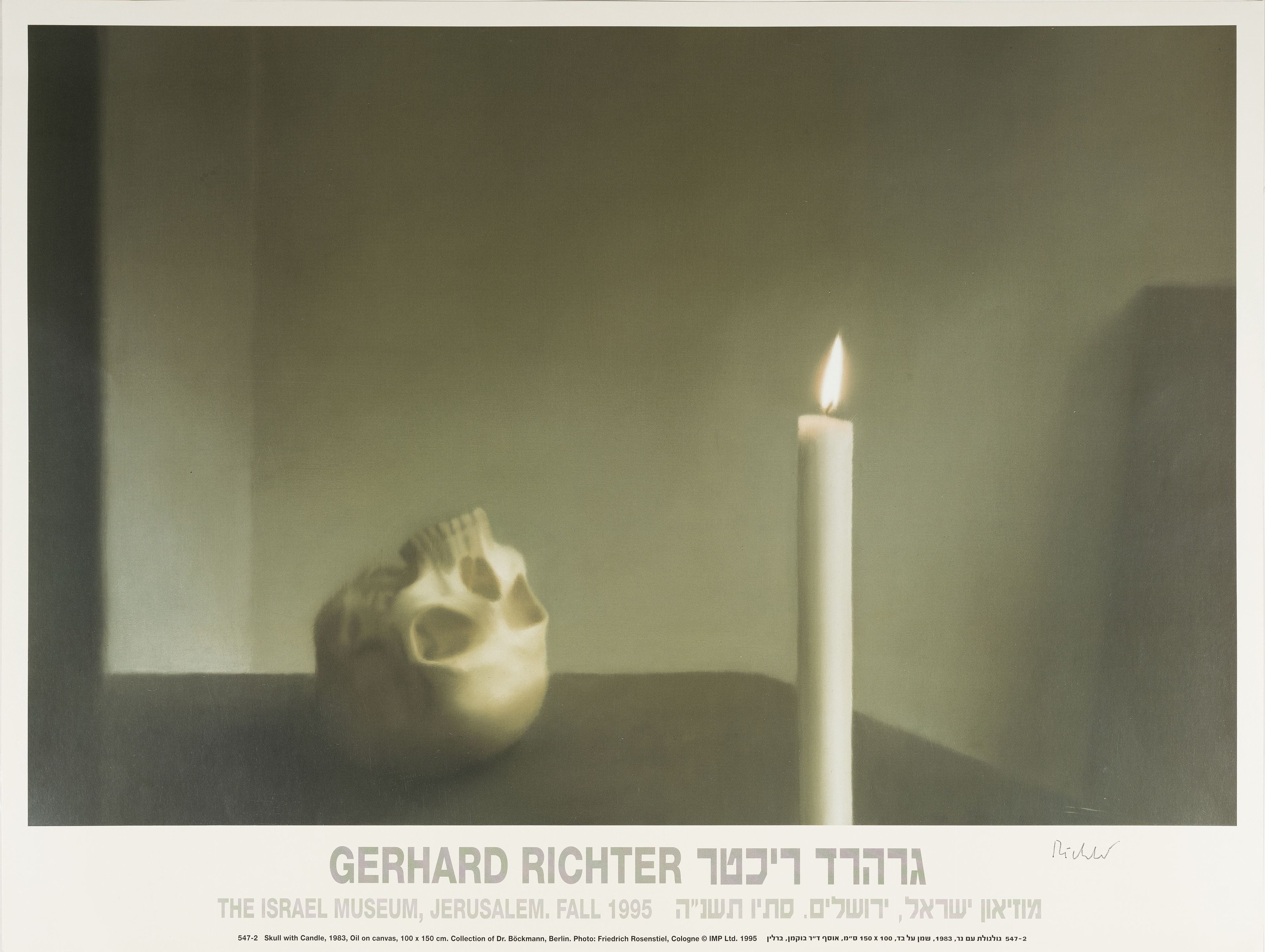 Detail k: Gerhard Richter, geb. 1932 Dresden, Farboffset, Ausstellungsplakat zur Ausstellungim The Israel Museum, Jerusalem 1995, Motiv "Schädel mit ...