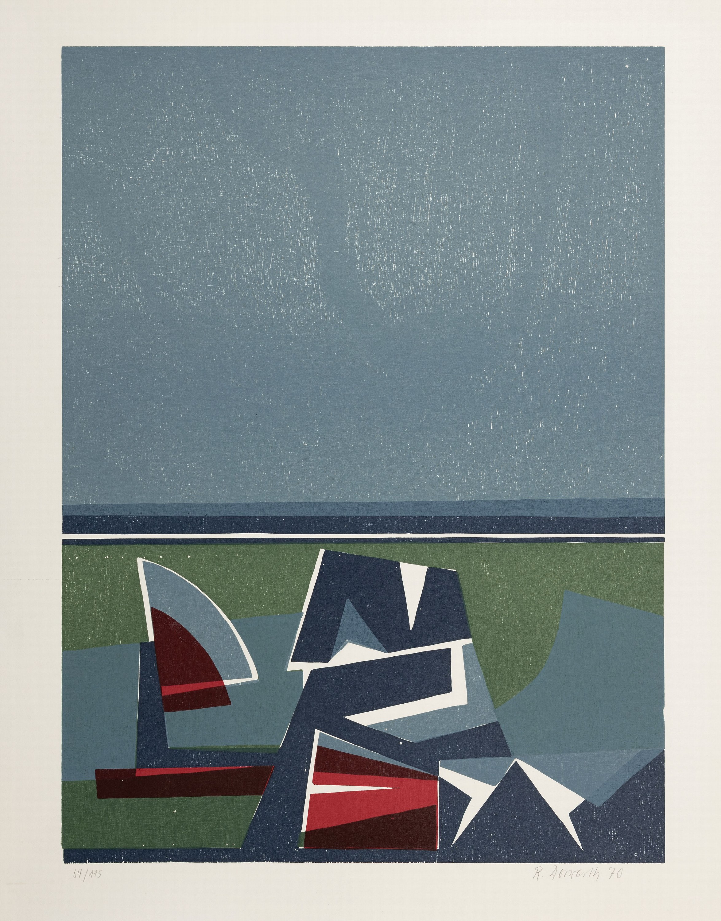 Rainer Dorwarth, 1924 Welver-2015 Freiburg, Farbholzschnitt, ohne Titel, Ed.64/115, signiert und datiert 1970, ungerahmtes Blatt 62x50 cm