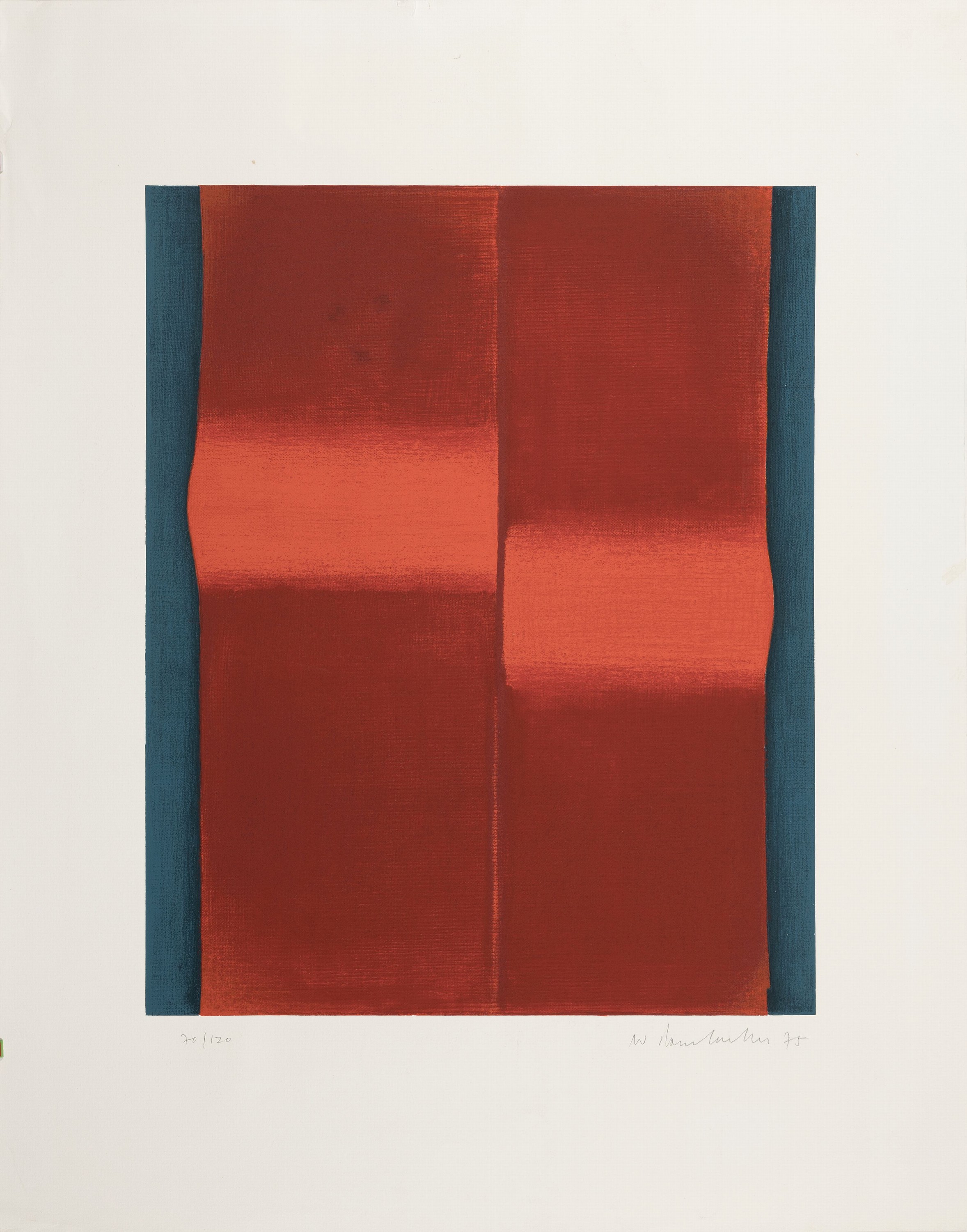 Detail k: Walter Dambacher, 1911-1997 Stuttgart, Farblithographie, ohne Titel, abstrakt -flächige Komposition, Ed. 70/120, signiert und datiert 1975, ...