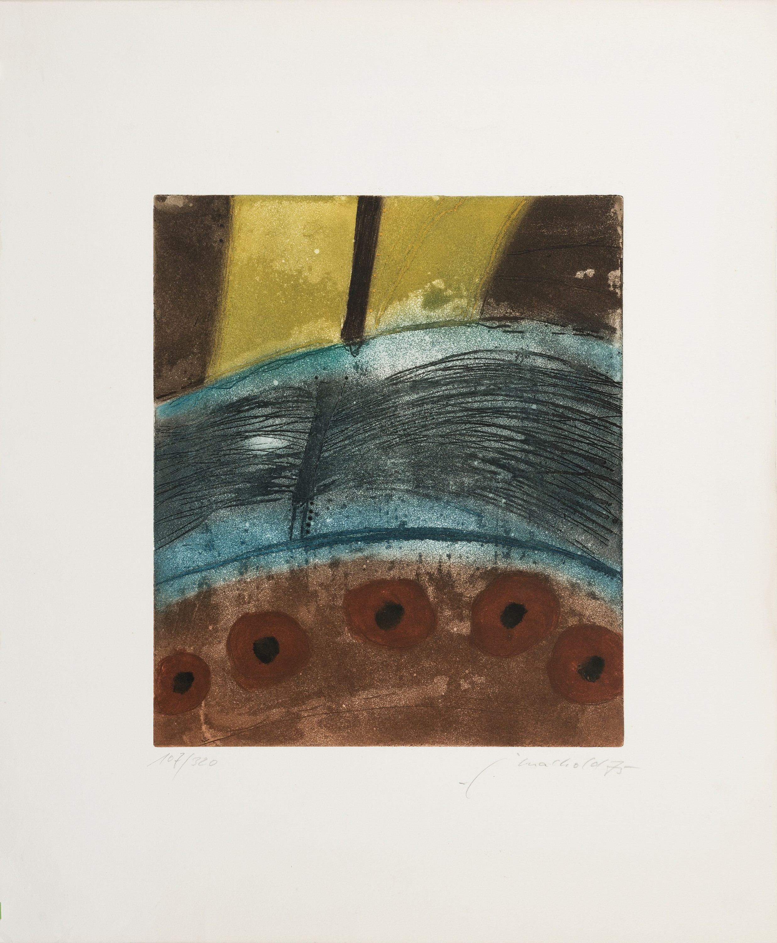 Detail k: Jorge Machold, 1940 Chemnitz-2015 Berlin, Farbradierung, ohne Titel, Ed.107/320, signiert und datiert 1975, ungerahmtes Blatt 62x50 cm
