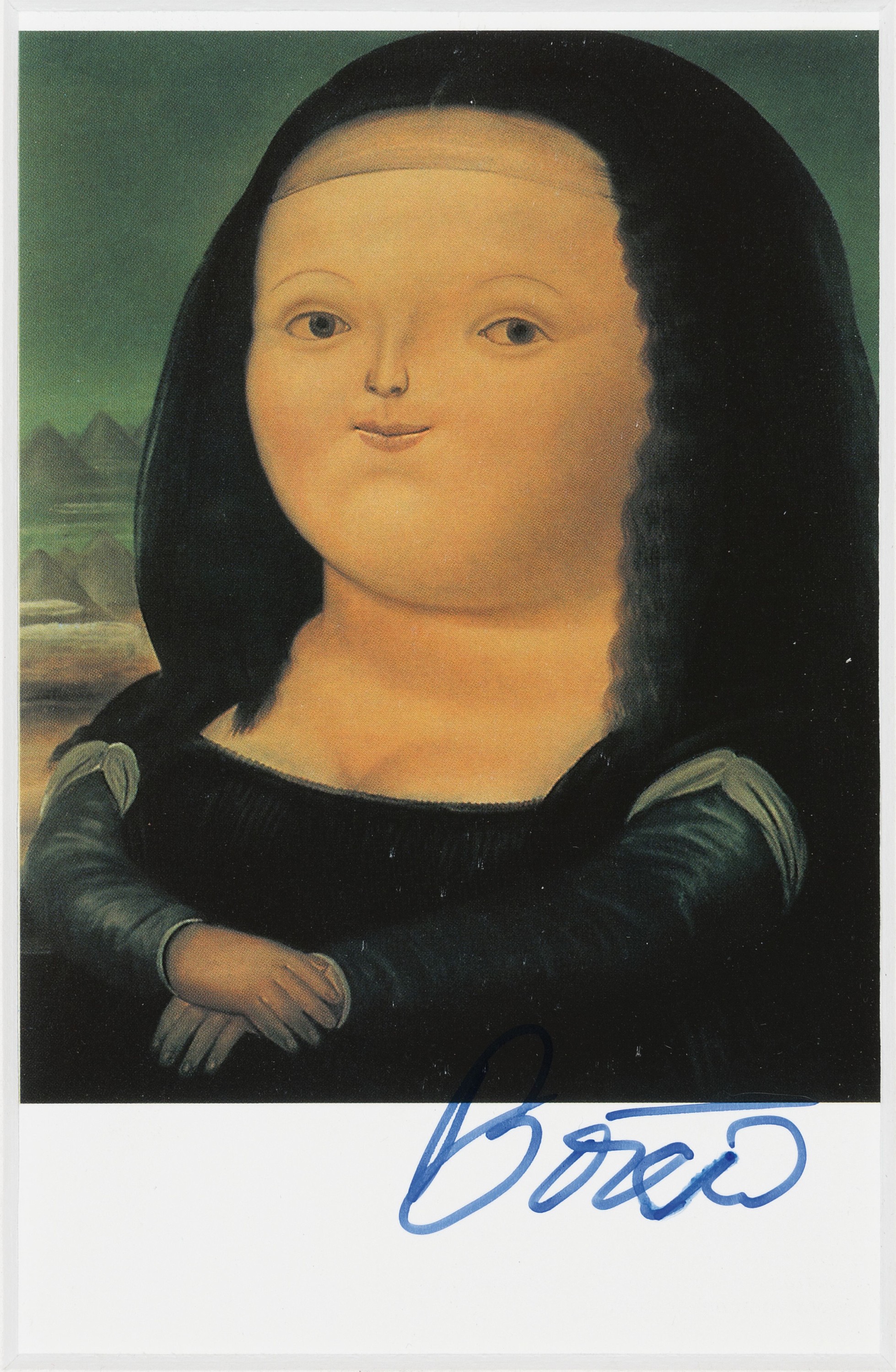 Detail k: Fernando Botero, 1932 Medellin-2023 Monaco, Künstlerpostkarte, "Mona Lisa", handsigniert, ohne Auflage, unter PP 24x17 cm