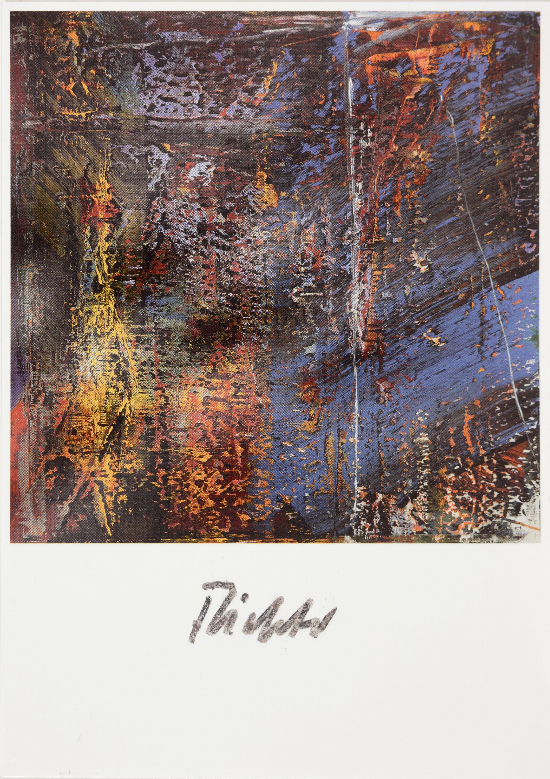 Gerhard Richter, geb. 1932 Dresden, Künstlerpostkarte, "Blau" (nach dem Gemälde von 1988), Gefälligkeitssignatur, Hrsg. Gebr. König, ...