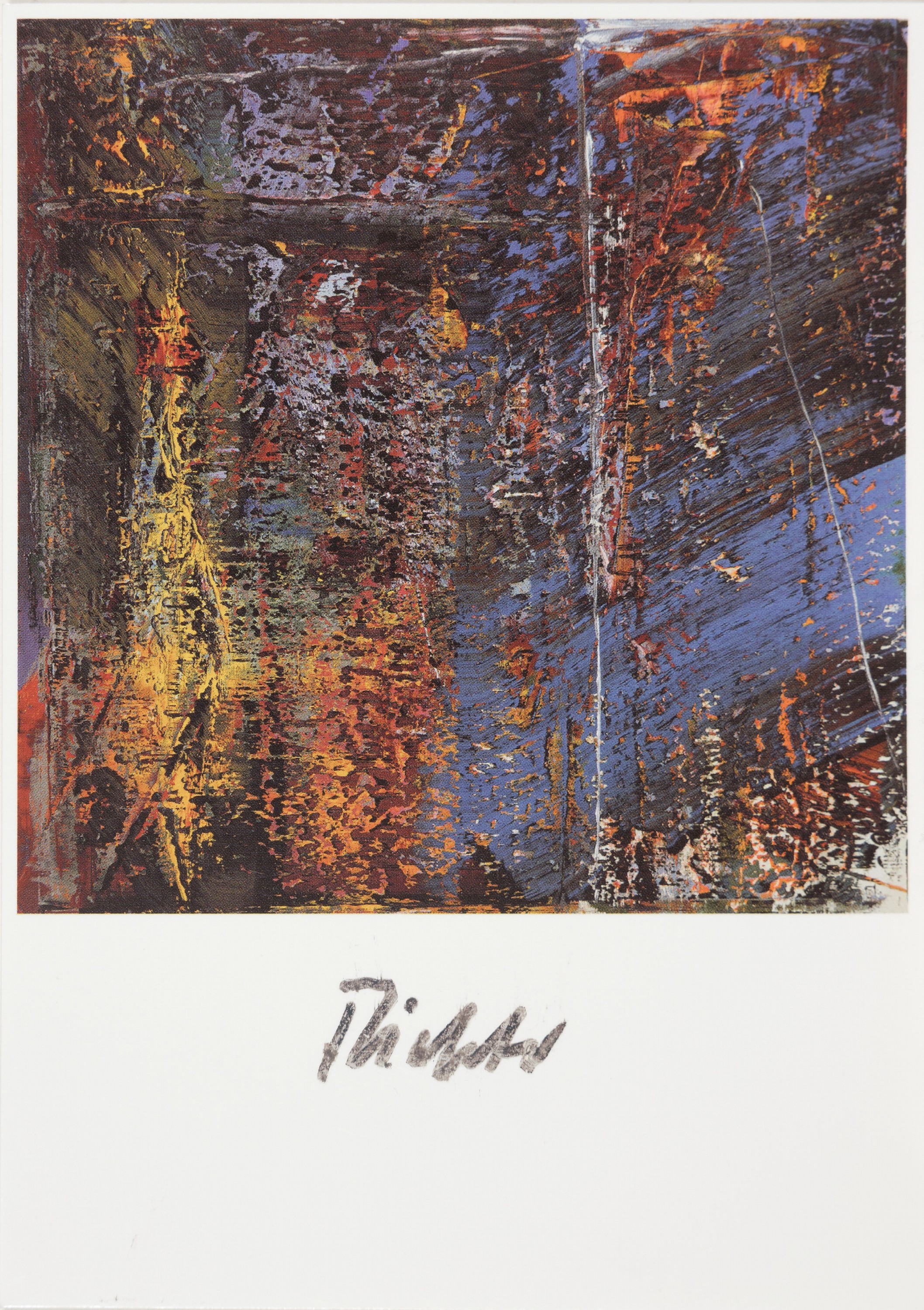 Detail k: Gerhard Richter, geb. 1932 Dresden, Künstlerpostkarte, "Blau" (nach dem Gemälde von 1988), Gefälligkeitssignatur, Hrsg. Gebr. König, ...