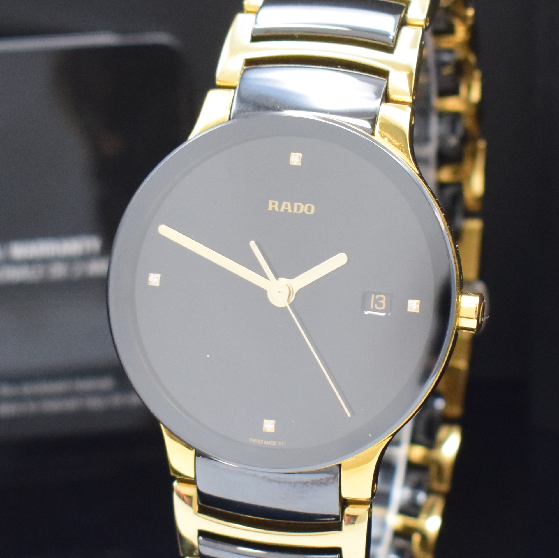 Detail a: RADO Centrix Referenz 115.0929.3 Herrenarmbanduhr, Schweiz lt. orig. Papier verk. 2019, quartz, Geh. u. Band in Keramik und verg. Metall., Stahlboden ...