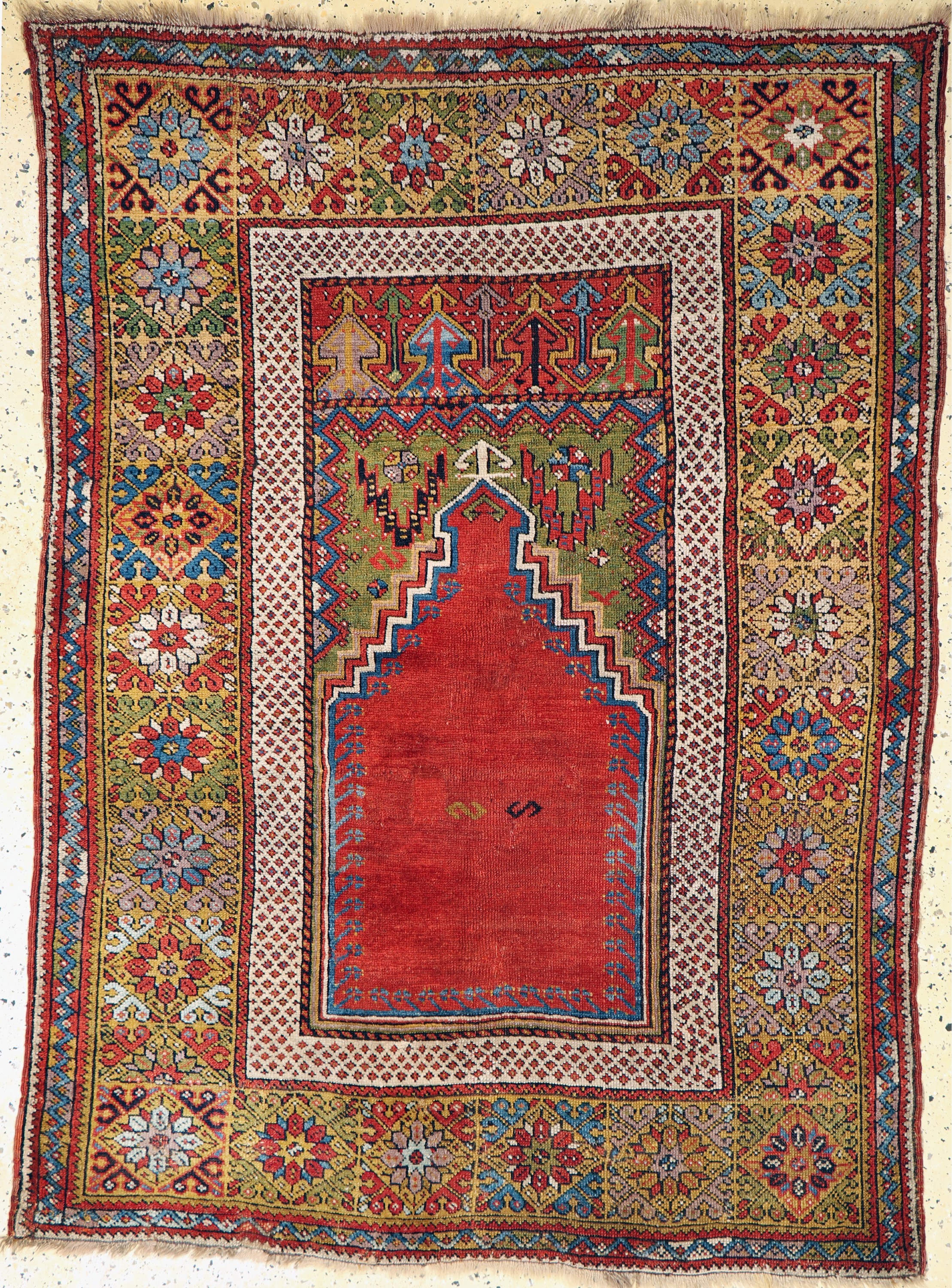 Mucur antik, Türkei, Mitte 19.Jhd, Wolle auf Wolle, ca. 188 x 133 cm, EHZ: 3, (alte Restaurierungen)